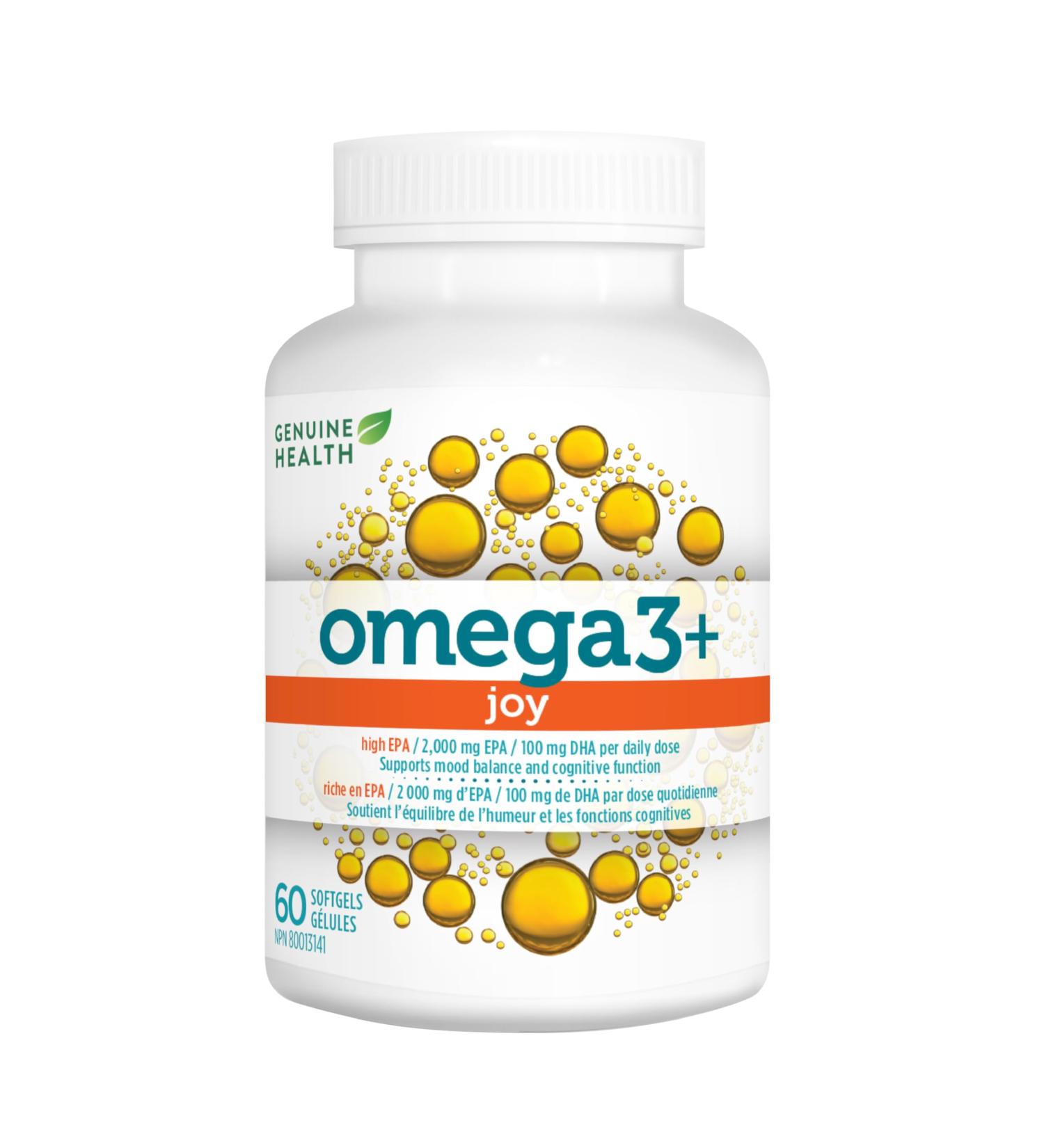 Genuine Health Omega3+ Joy 60 softgels 2000mg EPA 100mg DHA Supports healthy daily mood balance Wild-caught Non-GMO 60 count (Pack of 1) - Buy Online on GoSupps.com