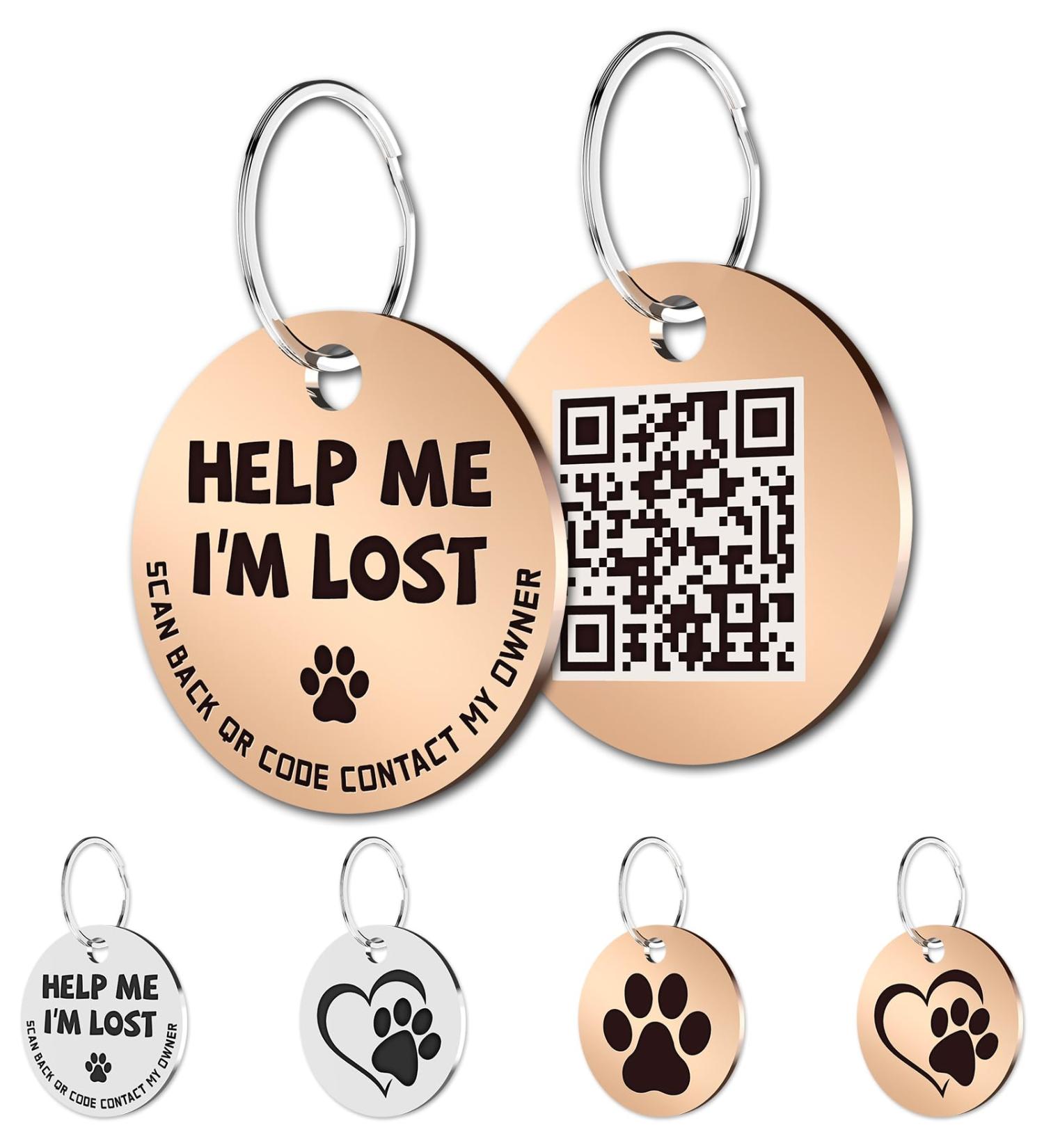 MyLuckytag Stainless Steel QR Code Pet ID for Cats - Instant Location Alerts & Online Profile - Help Me I'm Lost - Redgold - Buy Online on GoSupps.com