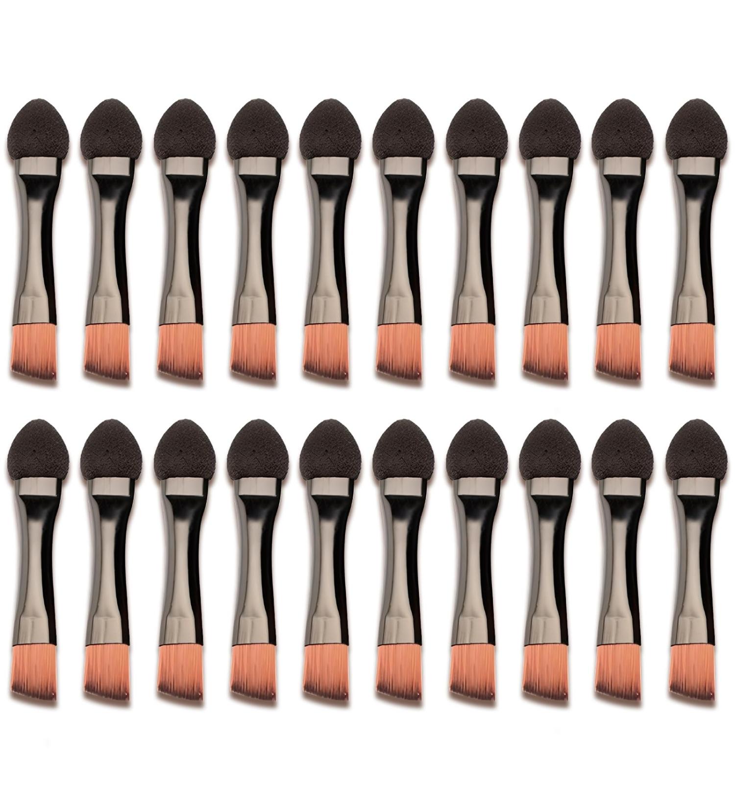 20-Piece Eyeshadow Brushes Set | Dual Sided Applicators for Eyeshadow & Concealer | Travel-Friendly Makeup Tools in Silver/Black & Gold - International Shipping Available - Buy Online on GoSupps.com