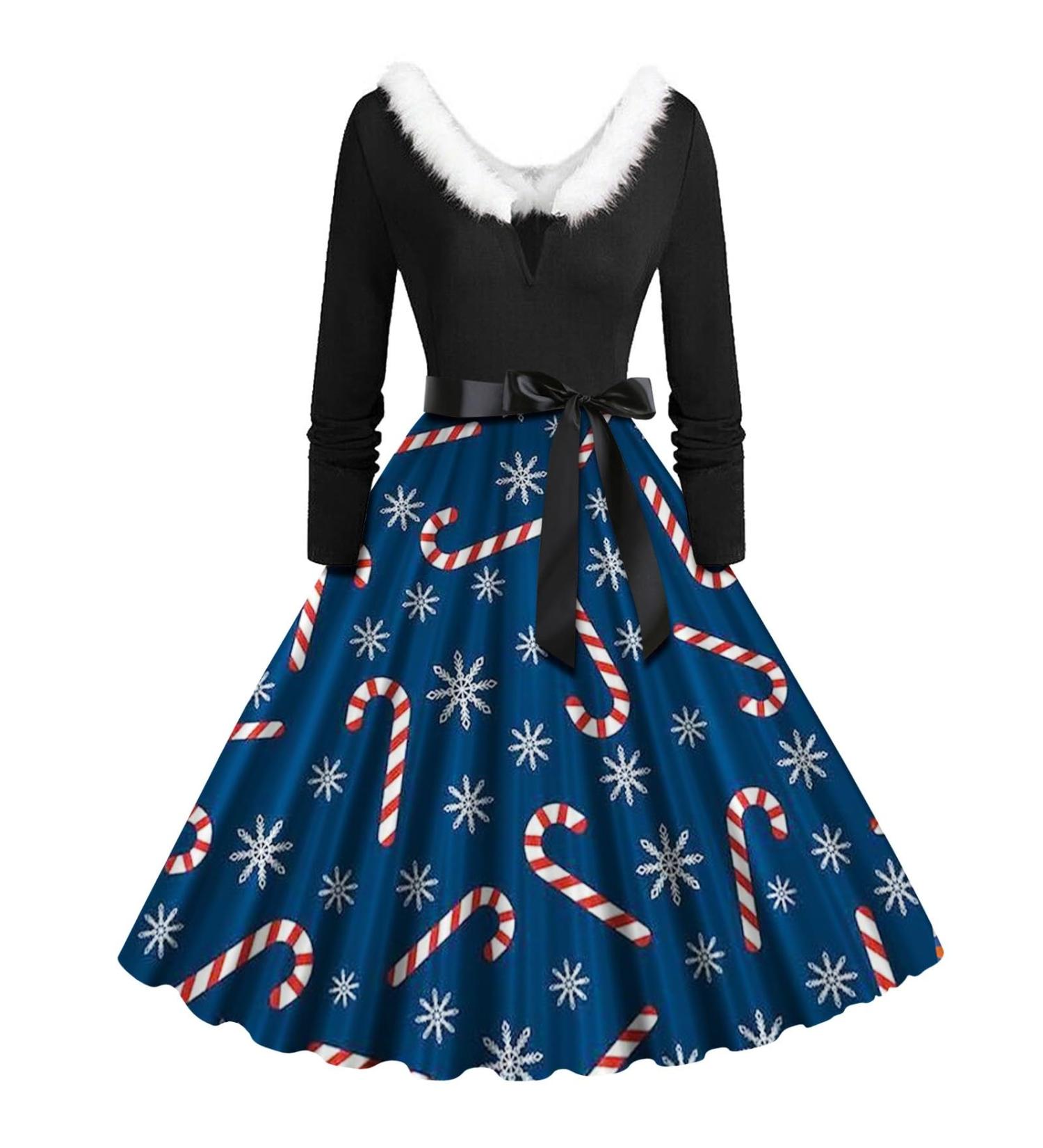 Christmas Dress for Women - Cartoon Hoodie Sweatshirt & Mini Sweater Blouse - Sky Blue Holiday Fashion - Buy Online on GoSupps.com