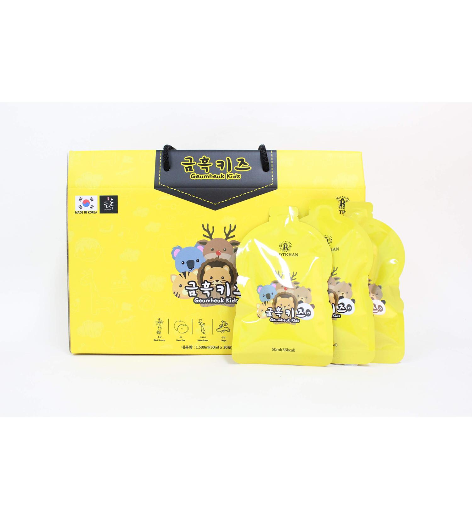 GeumHeuk Korean Black Ginseng for Kids - Vitamin, Multivitamin, Support Immune System, Focus, Mental Performance 50ml X 30 Pouches - Buy Online on GoSupps.com