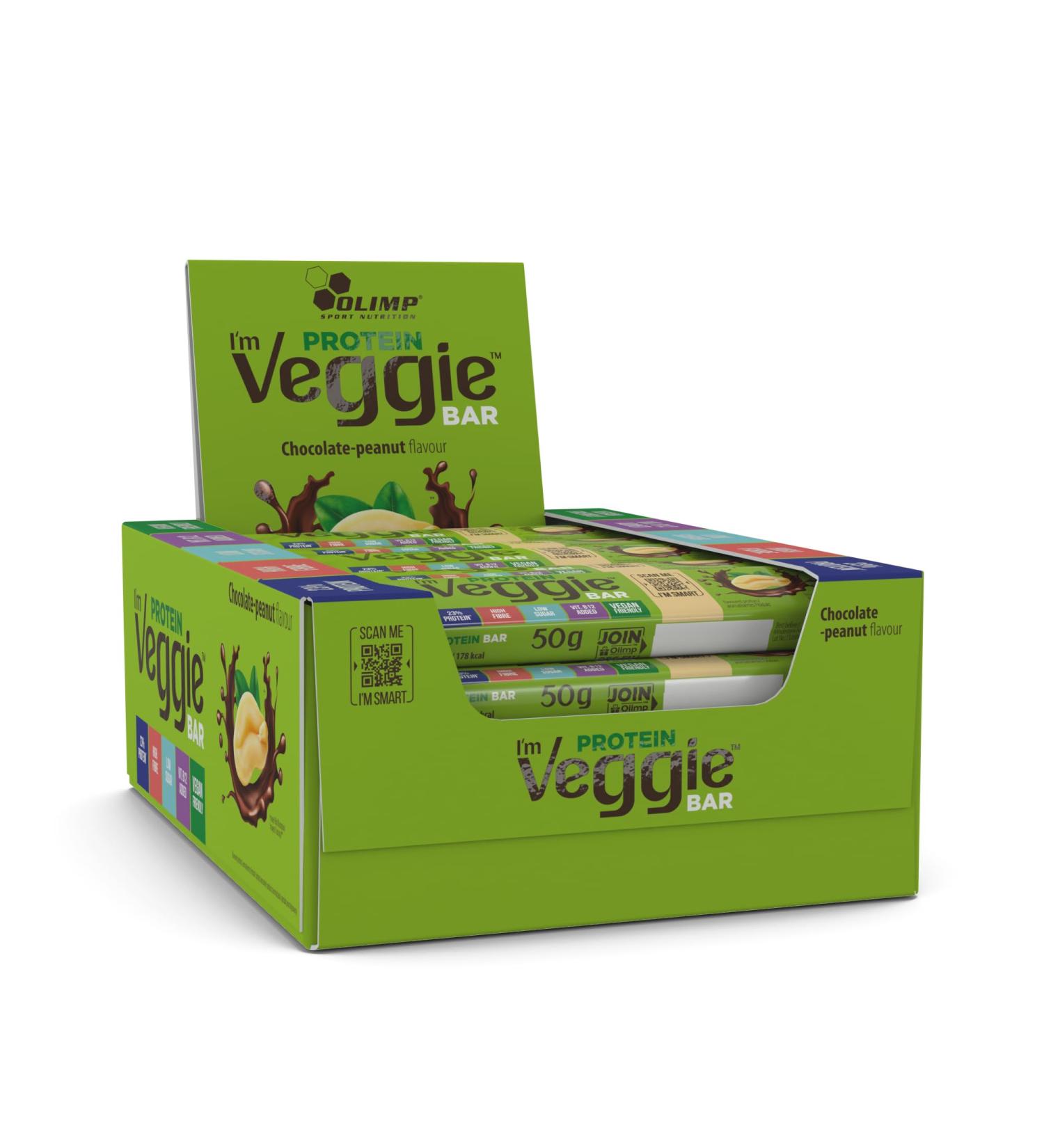 Olimp Sport Nutrition Im Veggie Protein Bar 25x50g Protein Bars Ashwagandha Extract Chocolate Peanut - Buy Online on GoSupps.com