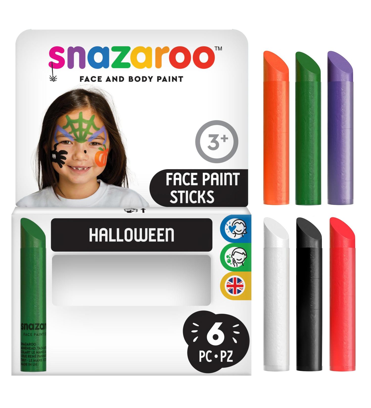 Snazaroo 1172020 Make-up Pencils Set - 6 Skin-Friendly Washable Colors for Halloween & Carnival | International Shipping Available - Buy Online on GoSupps.com