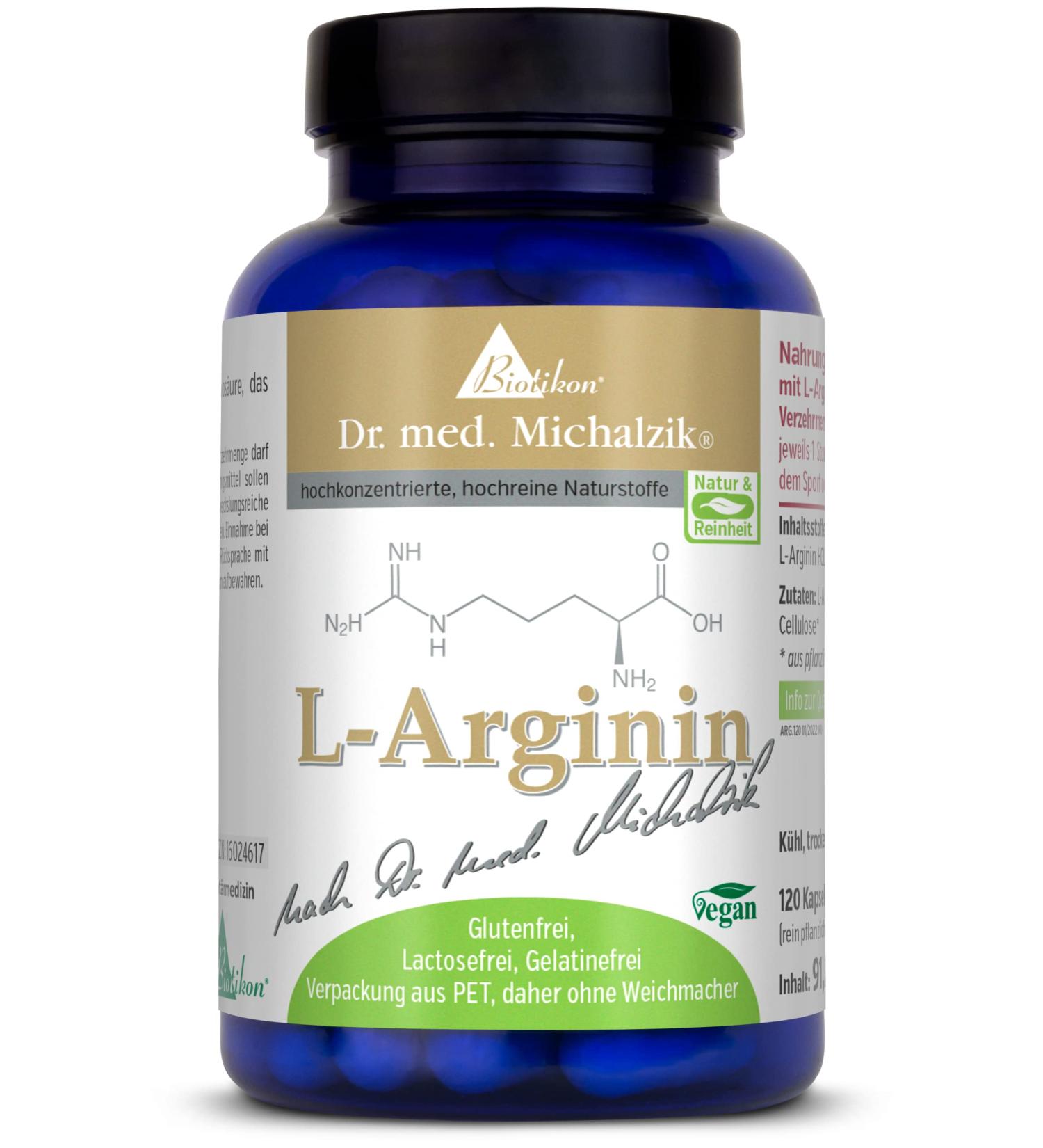 L-Arginine Dr. med. Michalzik - 2600 mg Pure HCL | No Additives | Biotikon - International Shipping Available - Buy Online on GoSupps.com