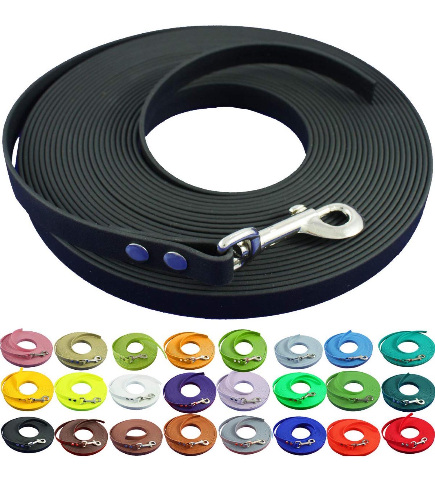 Bio-Line 12mm Biothane Dog Leash 3.0m - Water-Repellent No Hand Loop Perfect for Small & Large Dogs - Black - Buy Online on GoSupps.com