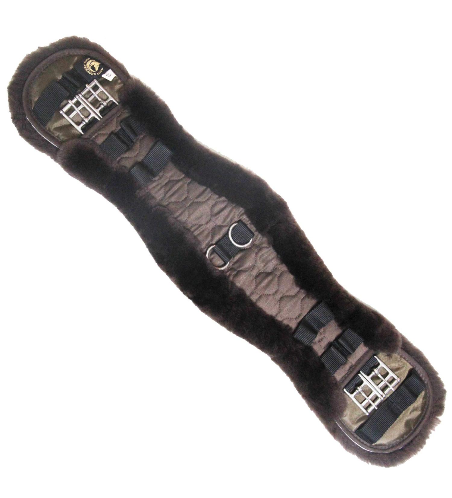 Merauno Lambwolle Konturgurt - Premium Short Dressage Belt | Anatomically Concave | Quality Merino Wool | Slip Resistant in Nature Black Brown & Anthracite - 60cm 24 Brown - Buy Online on GoSupps.com