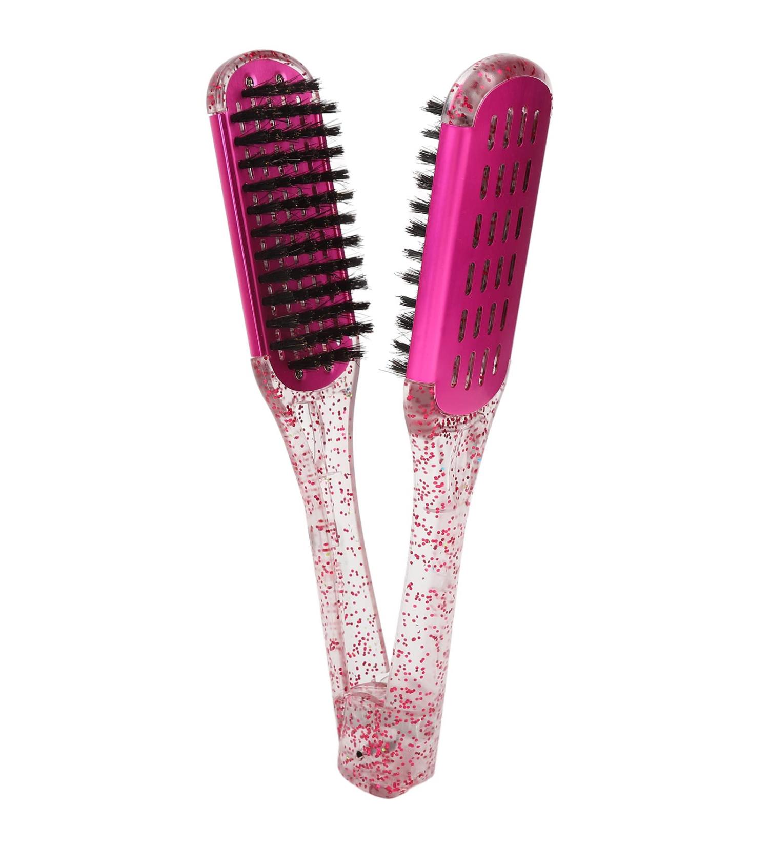Hair Straightening Splint Comb - Soft Double-Sided Styling Tool for Effortless Straight Hair | Rose Red - Buy Online on GoSupps.com