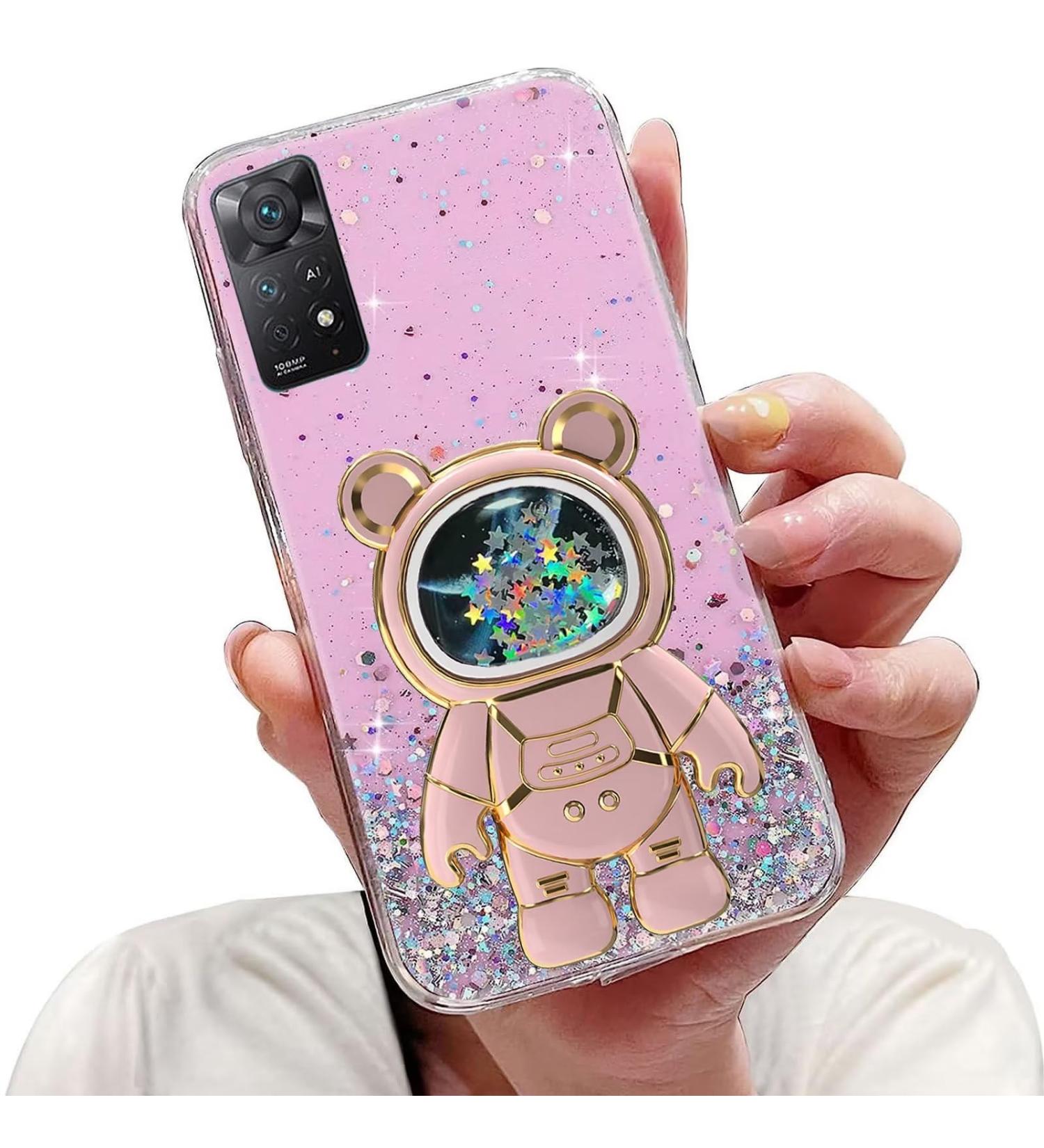 Buy Tivenfezk Nadoli Glitter Astronaut Stand Case for Xiaomi Redmi Note 11 - Soft Silicone Pink Protective Cover - Buy Online on GoSupps.com
