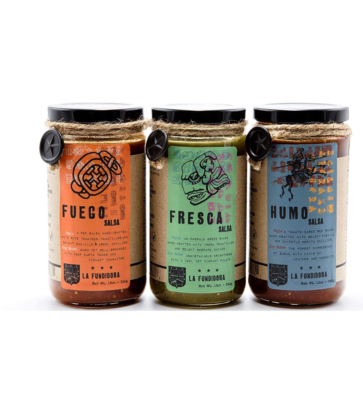 La Fundidora Mexican Medium Hot Salsa Sampler - Authentic Homemade Recipe - All Natural Ingredients - Handmade Pepper - No Preservatives - Great Gift Set (Fresca, Fuego, Humo) - Buy Online on GoSupps.com