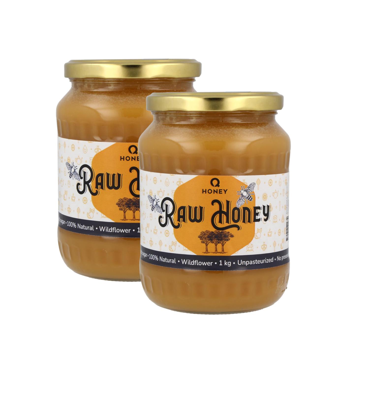 Pure Raw European Wildflower Honey | 100% Natural Unfiltered 1kg - High Protein & Mineral Content No Added Sugar - 2 Pack - Buy Online on GoSupps.com