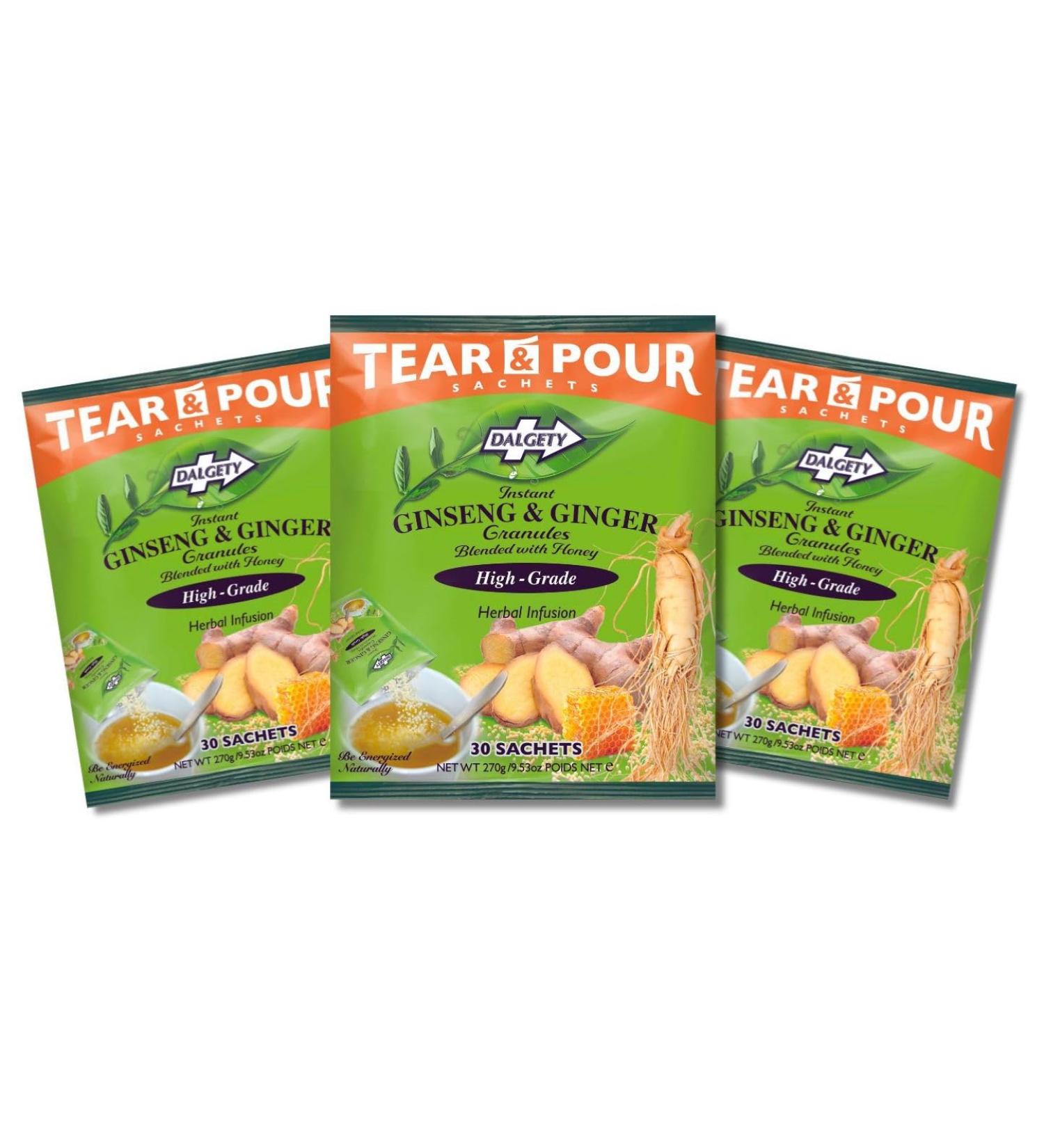 Dalgety Instant Ginseng & Ginger Herbal Infusion Pouches 3x270g Bags (Total 90 Sachets) Cartons 100% Natural Caffeine Free Tea Delicious and Packed with Unique Health Benefits