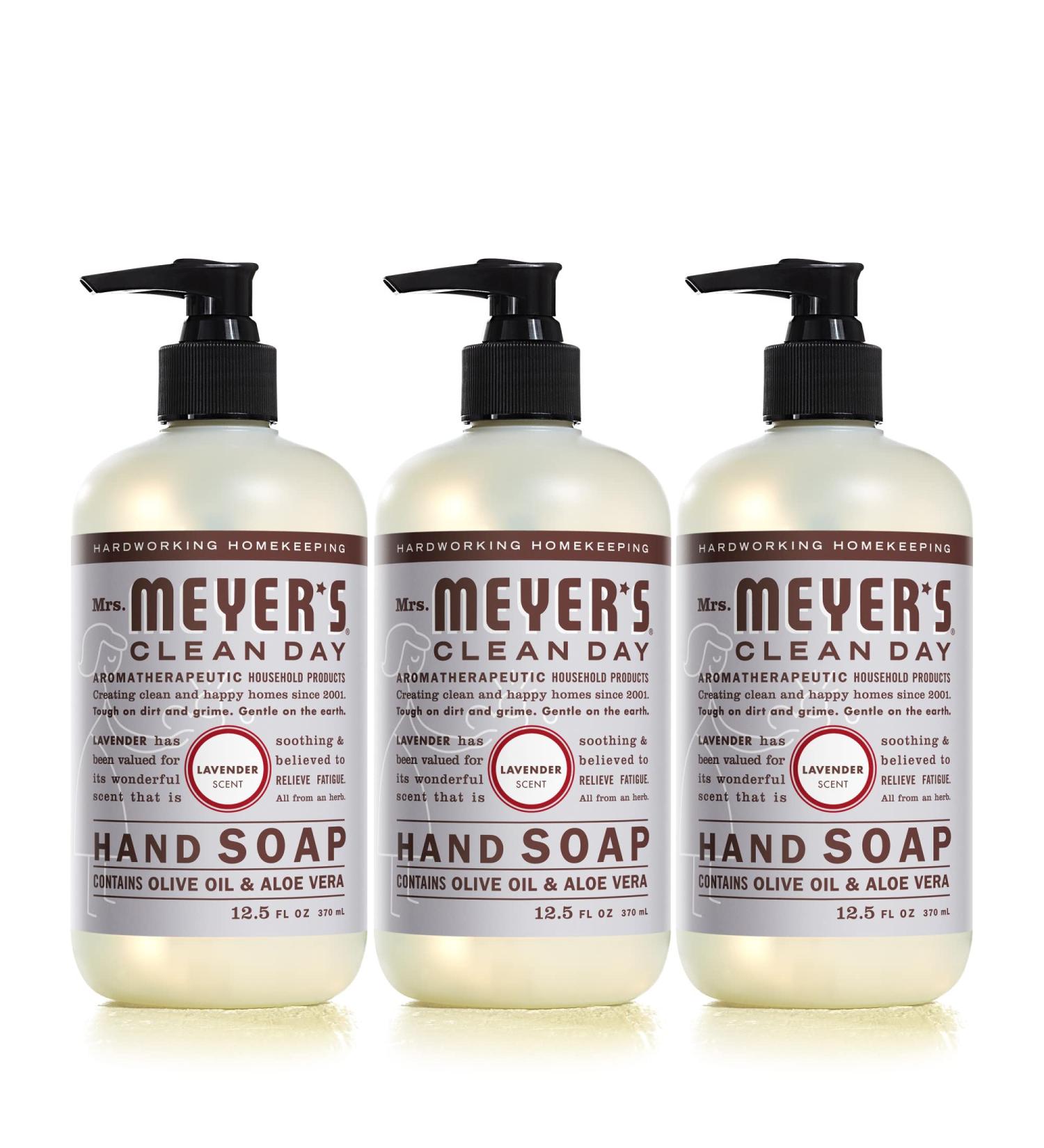 Mrs. Meyer's Lavender Hand Soap 12.5 fl. oz - Pack of 3 | Biodegradable Formula with Essential Oils - Buy Online on GoSupps.com
