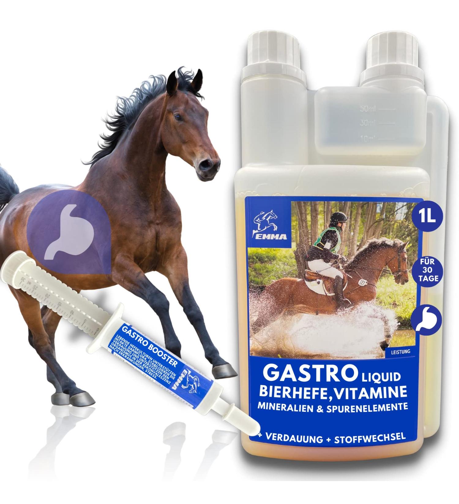 Emma Bier Yeast for Horses - 1L + 30ml B-Vitamin Biotin Zinc & Selenium | Probiotics for Skin Digestion & Intestinal Health - Buy Online on GoSupps.com