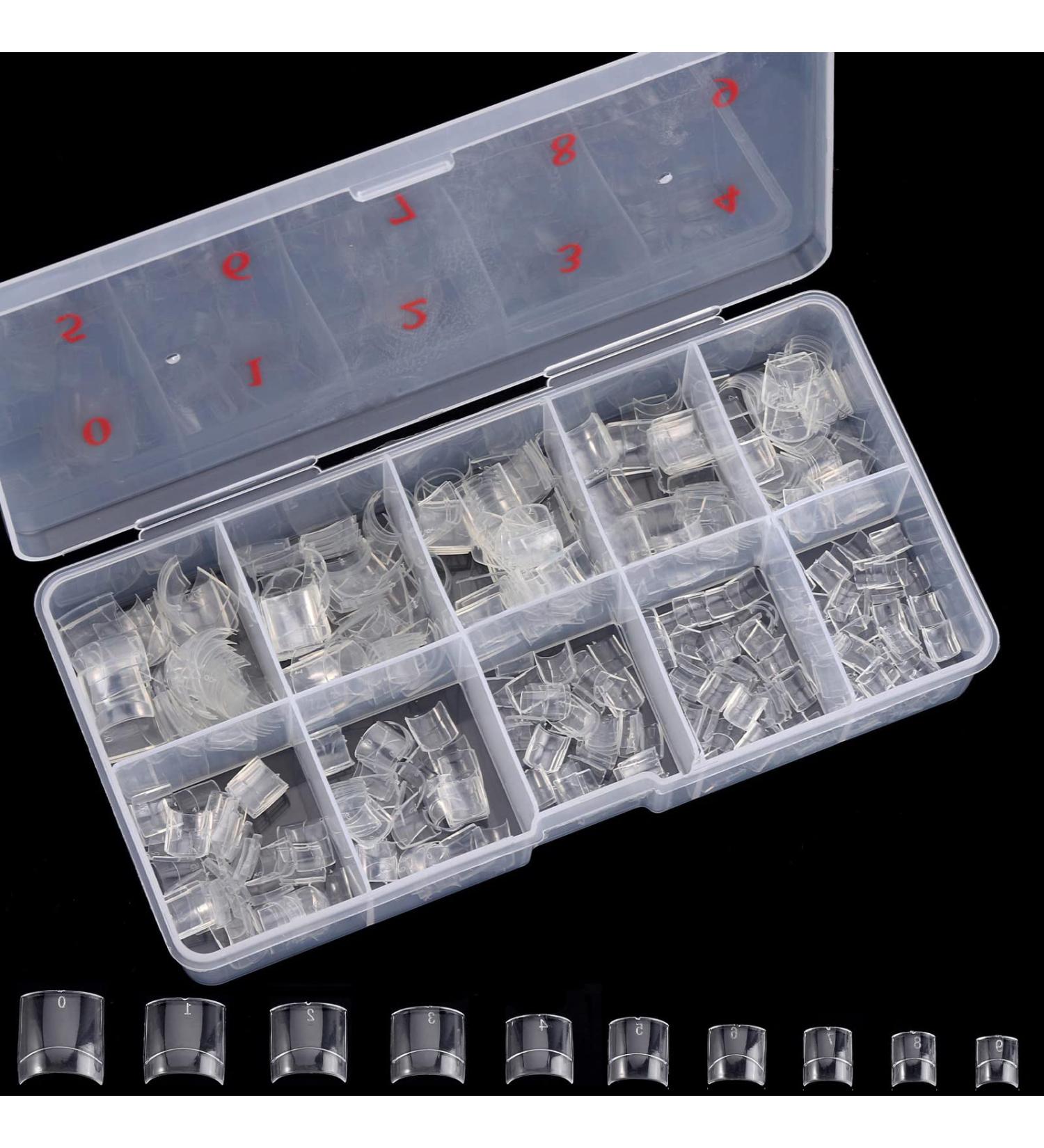 500pcs Short Square Transparent Artificial Nails with Box - 10 Sizes | Perfect for Nail Art & DIY | International Shipping - Buy Online on GoSupps.com