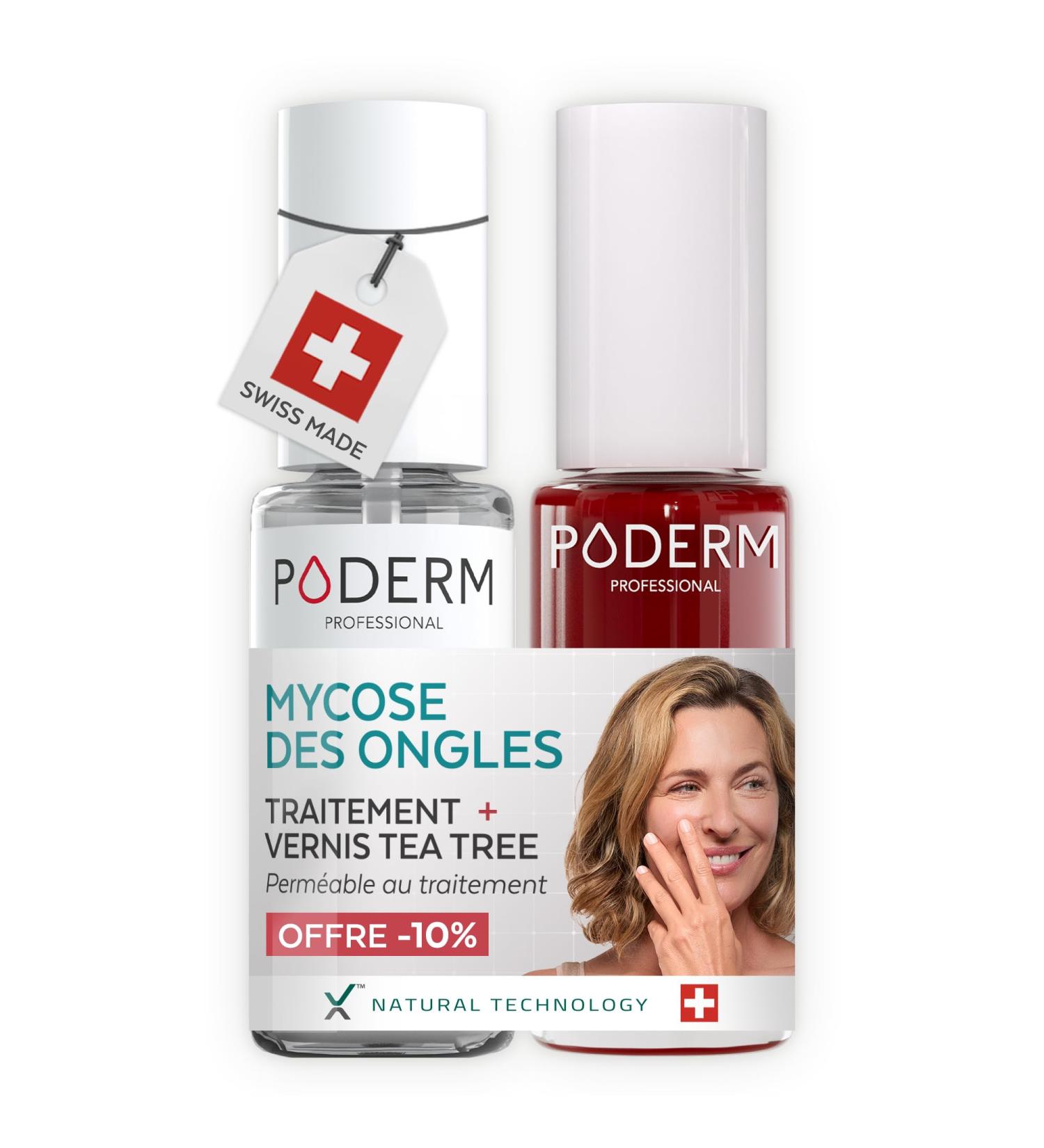PODERM S rum Mycose des Ongles + Vernis Ongles Rouge Allure Antifongique R pare & Camoufle les Ongles Jaunis pour des Ongles Visiblement Plus Sains | D velopp par une Podologue | Swiss Made Serum Mycose + Rouge Allure - Buy Online on GoSupps.com