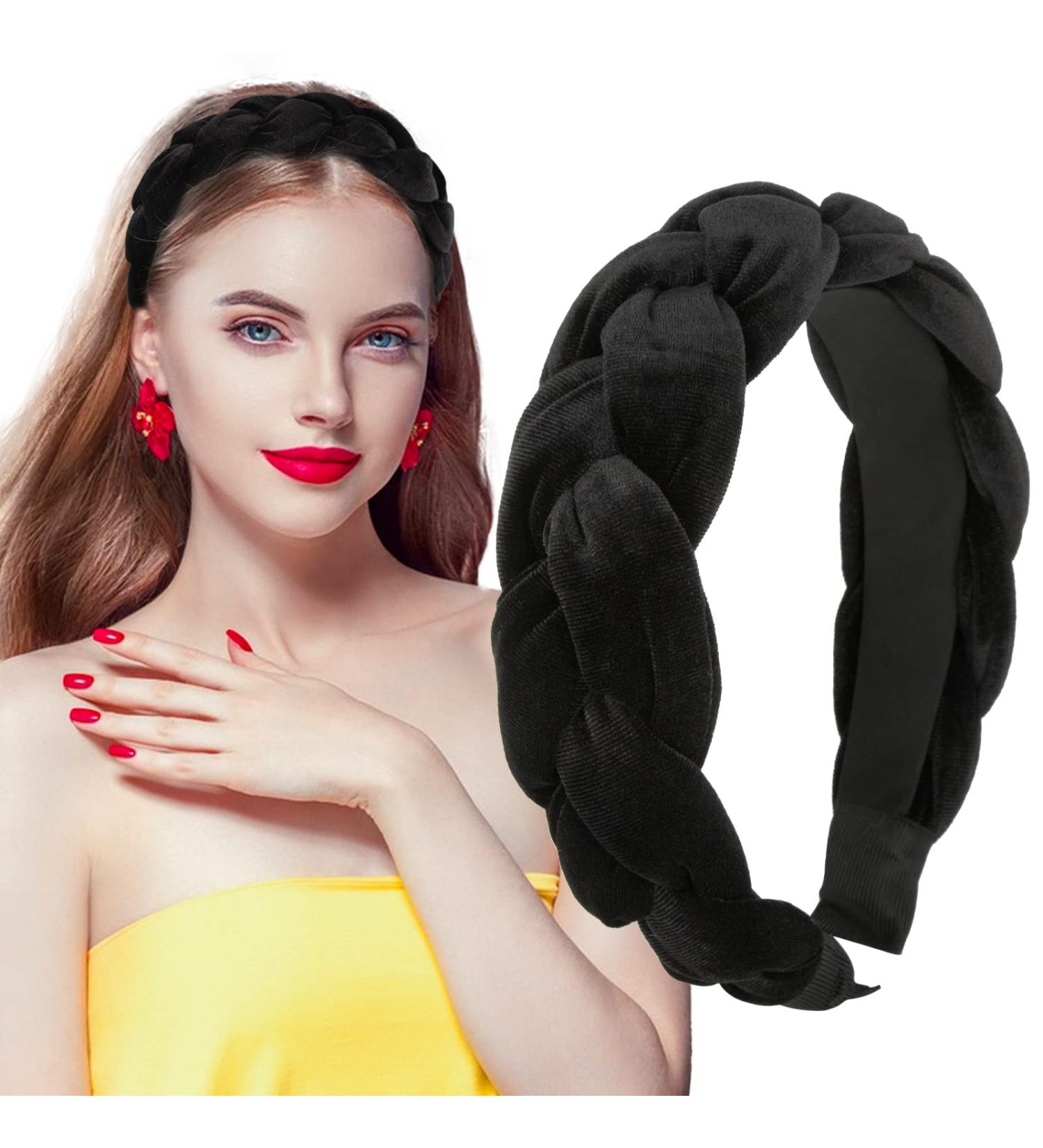 Vintage Black Braided Headband for Women & Girls | Boyrot Padded Rockabilly Hair Accessories - Buy Online on GoSupps.com