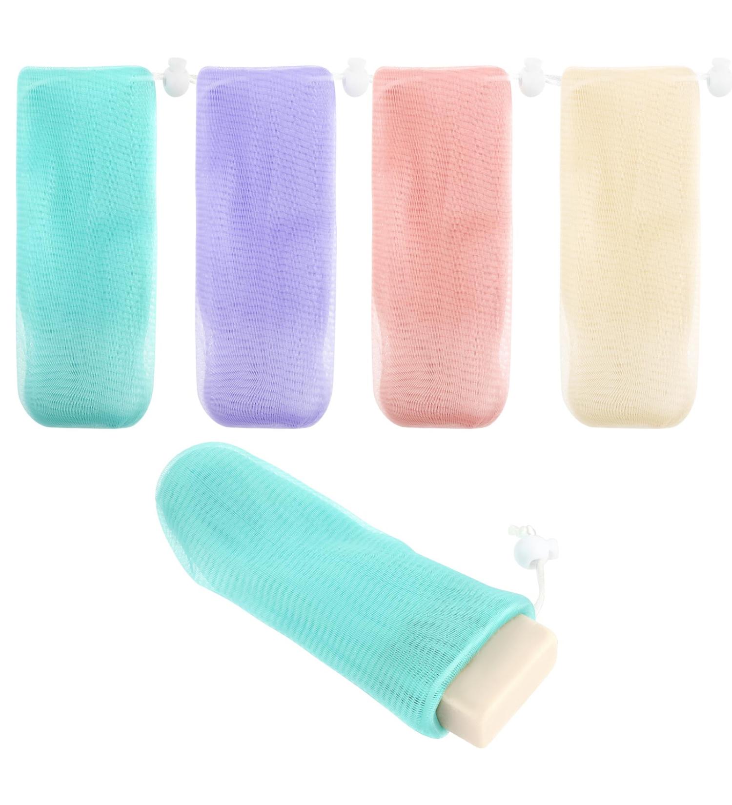 Wllhyf 4-Pack Reusable Soap Bags - Mesh Scrubber Shower Soap Sack for Facial & Body Cleaning - Buy Online on GoSupps.com