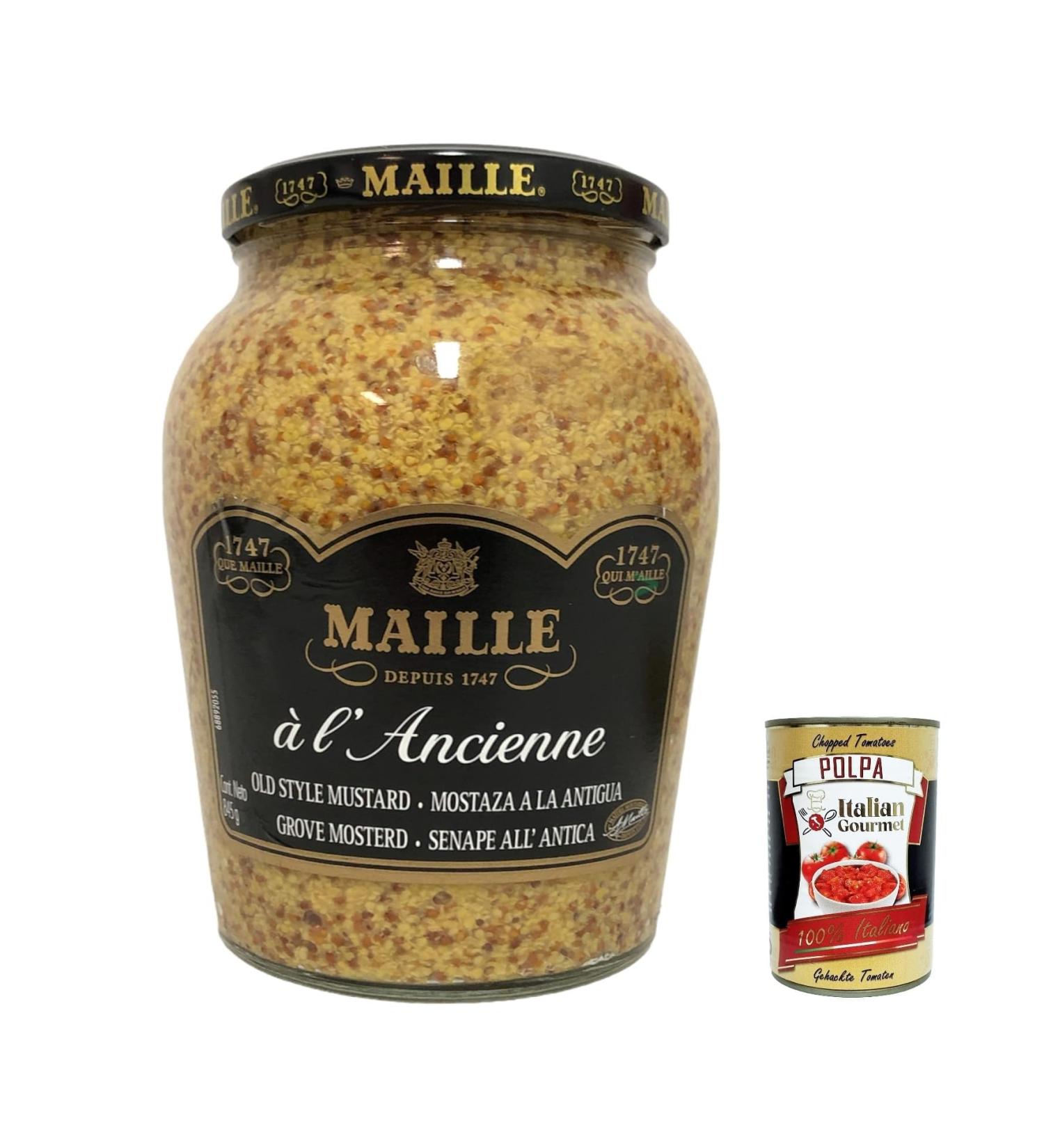  Italian Gourmet E.R. Set of 3 Dijon-style mesh glasses Old-Fashioned Coarse Mustard 845g + Italian Gourmet Polpa 400g - Buy Online on GoSupps.com