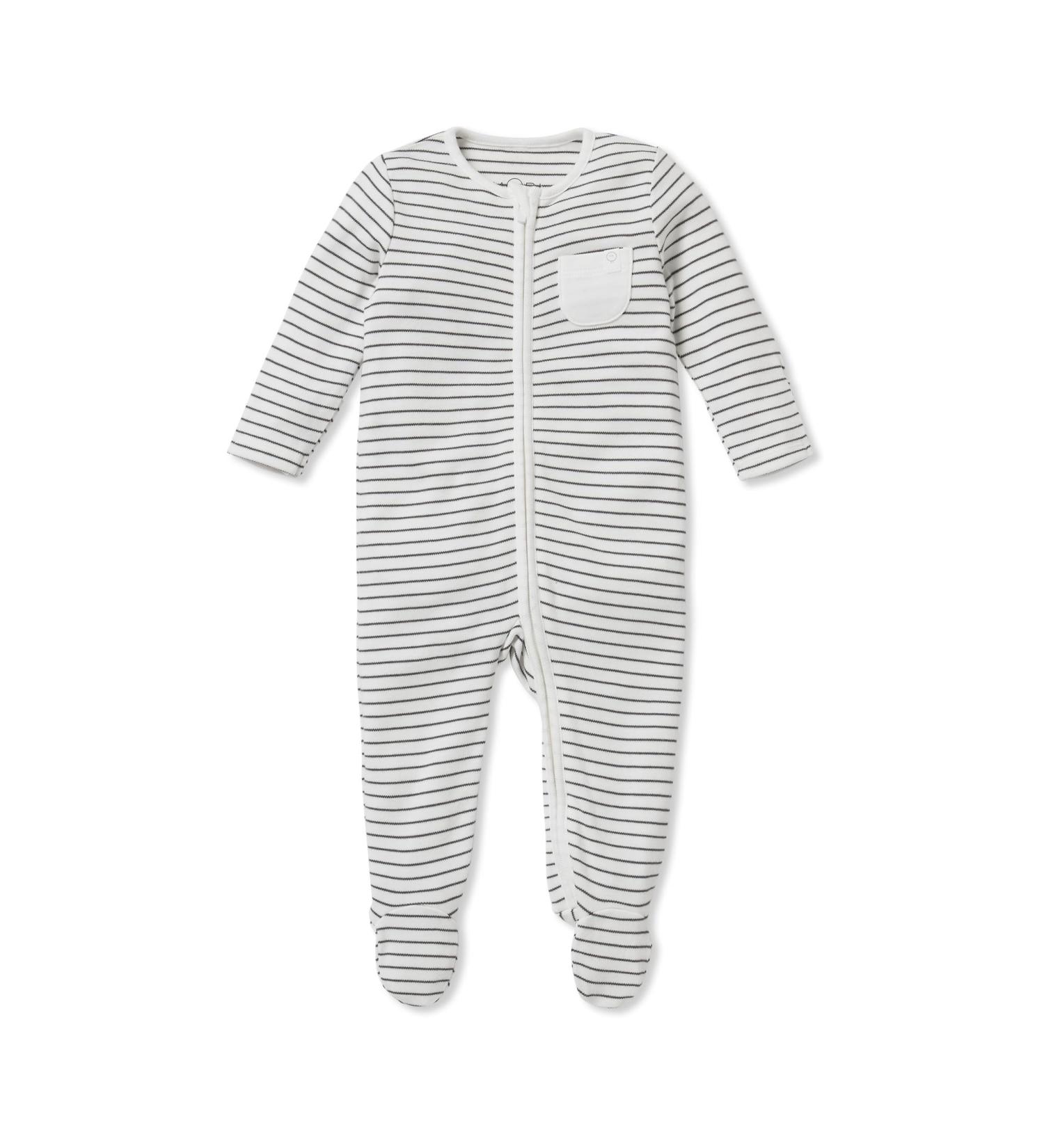 MORI Unisex Organic Baby Sleepsuit with Two Way Zip - Grey Stripe, 0-3 Months - Buy Online on GoSupps.com