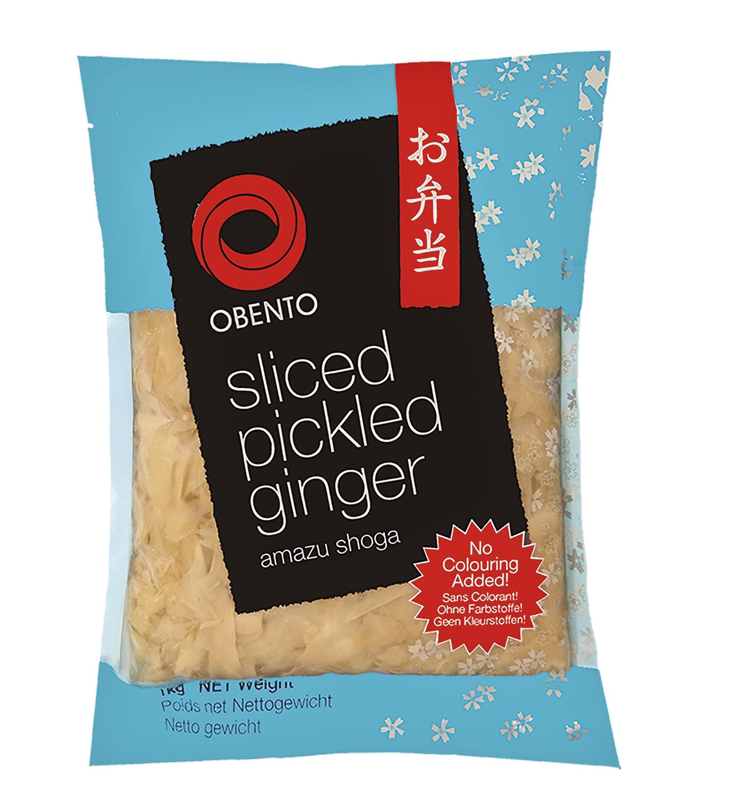 Obento Sliced Pickled Ginger - 1kg Pack | Premium Pickled Ginger for Sushi & Asian Dishes - International Shipping Available - Buy Online on GoSupps.com