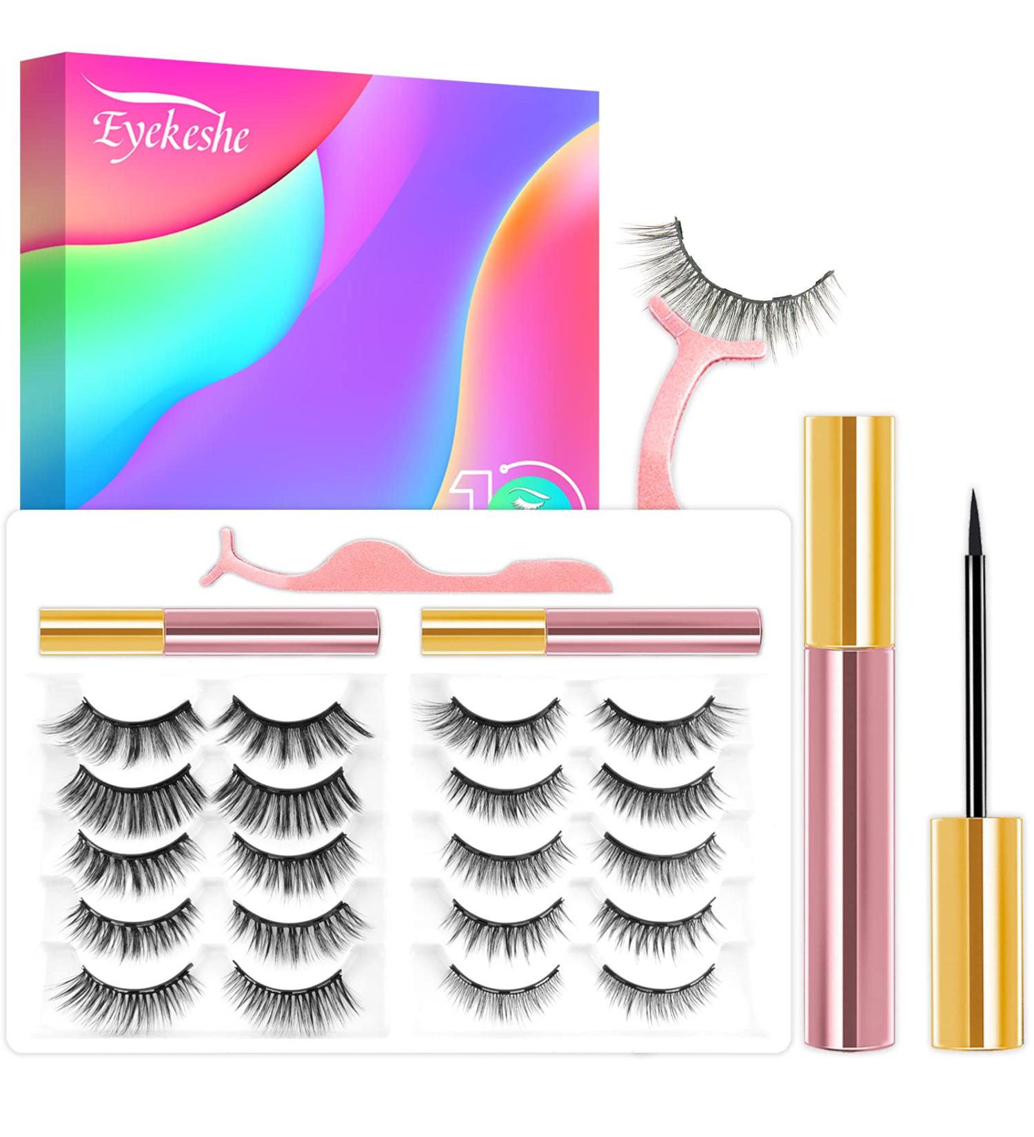 EYEKESHE 3D 6D Magnetic Eyelashes with Eyeliner Kit - 10 Reusable Short and Long Pairs for Natural Look - Waterproof Magnetic Liners - Easy to Remove - Buy Online on GoSupps.com