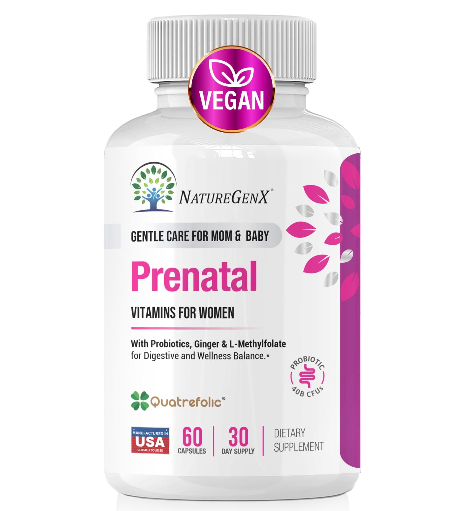NatureGenX Methyl Prenatal with Probiotics Prenatal Vitamins for Women with Iron Methyl Folate Ginger Active B12 & 27+ Essential Nutrients Pregnancy Supplements 60 Vegan Capsules - Buy Online on GoSupps.com