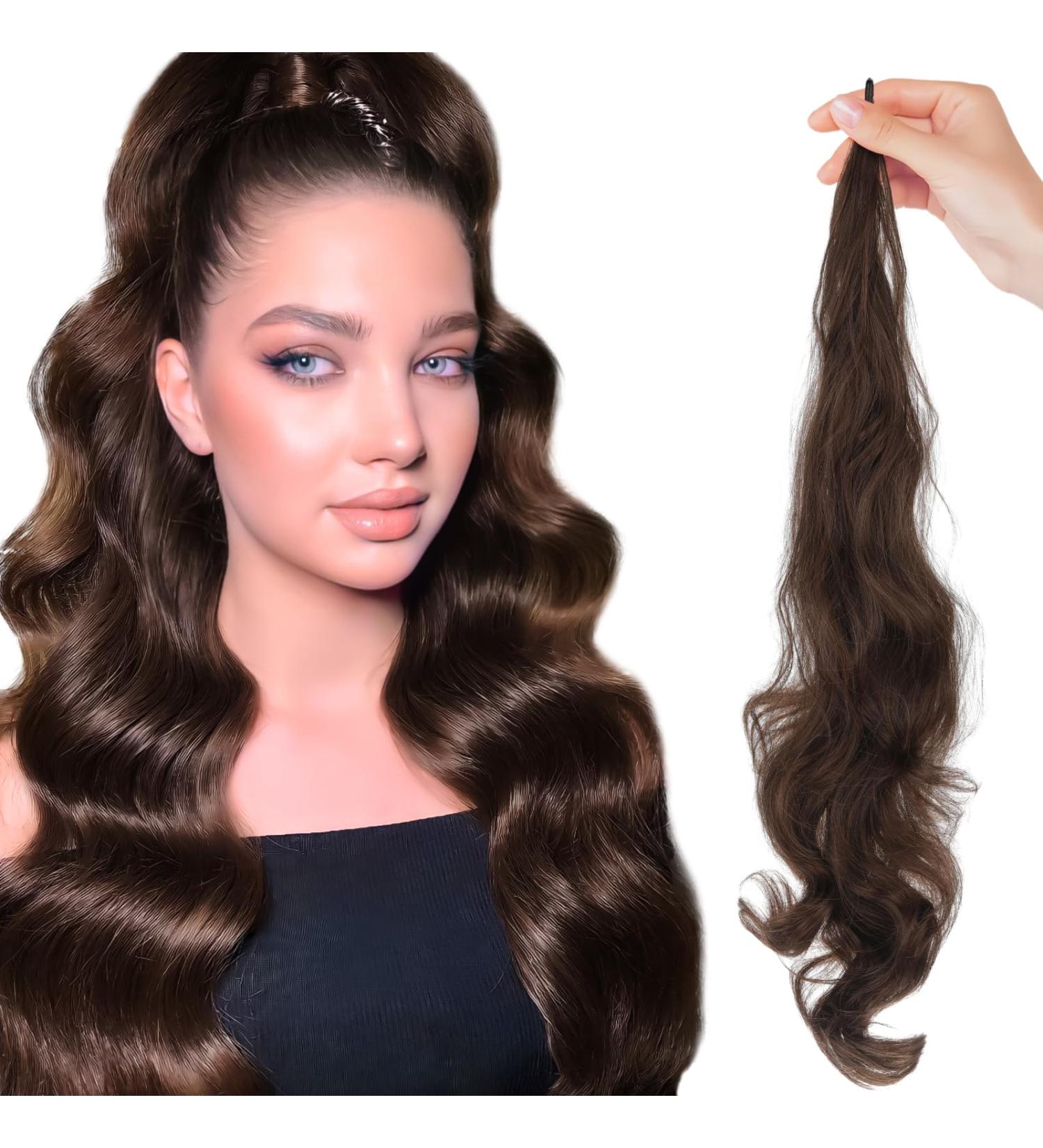 YUFFQOPC Ponytail Hair Extension 32 Inch Ponytail Hairpiece Long Hair Extension with Fine Wire Design Easy to Wear Synthetic Hairpiece Ponytail Extension for Women (m2/30) - Buy Online on GoSupps.com