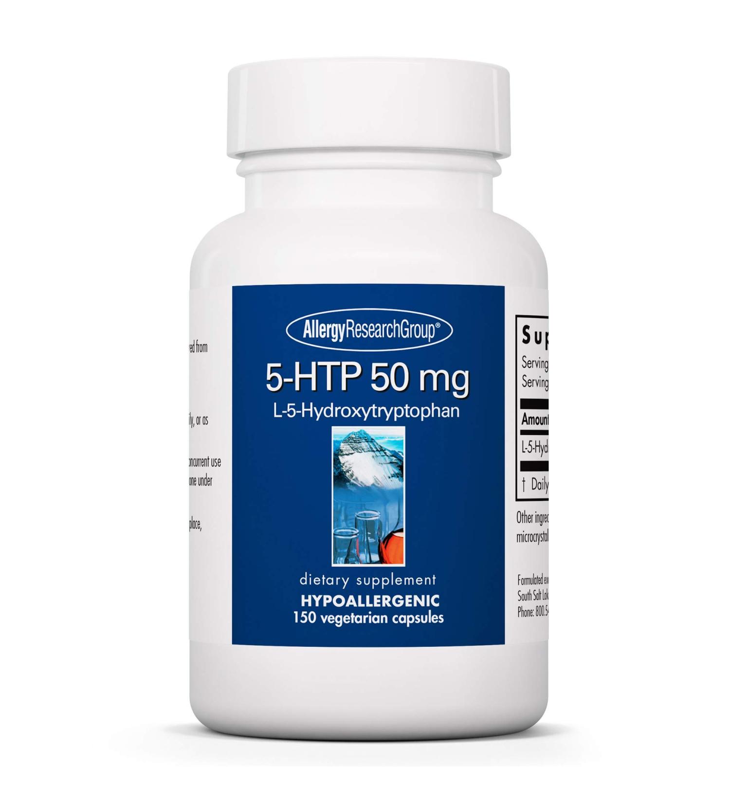 Allergy Research Group 5-HTP 50mg - Serotonin Support Supplement for Sleep Pure Vegetarian Capsules 150 Count International Shipping Available - Buy Online on GoSupps.com