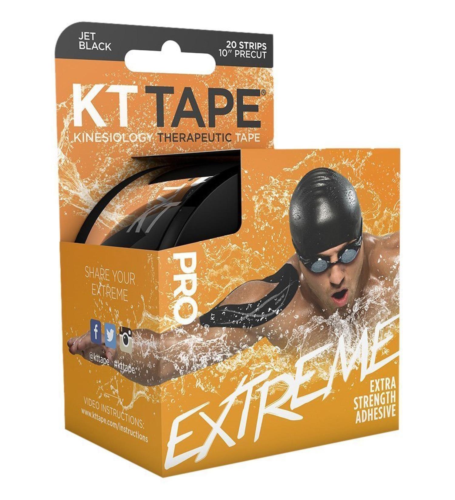 Kt Tape Extreme Extra Strength Adhesive Jet Black 20 Strips (Pack of 2)