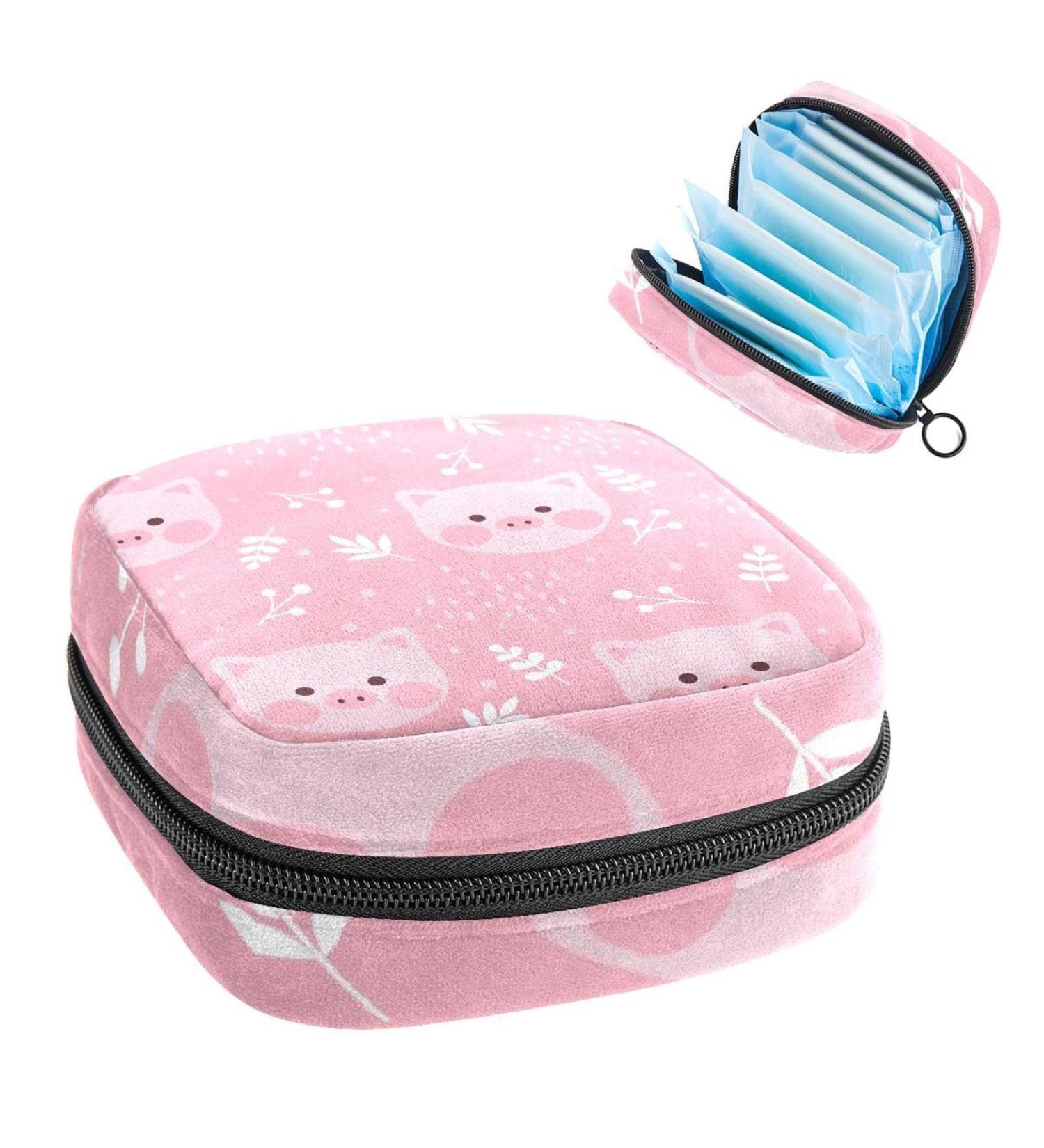 Pink Pig Menstrual Cup Pouch & Sanitary Napkin Holder - Cute Feminine Period Storage Bag | Multi-colored - Buy Online on GoSupps.com