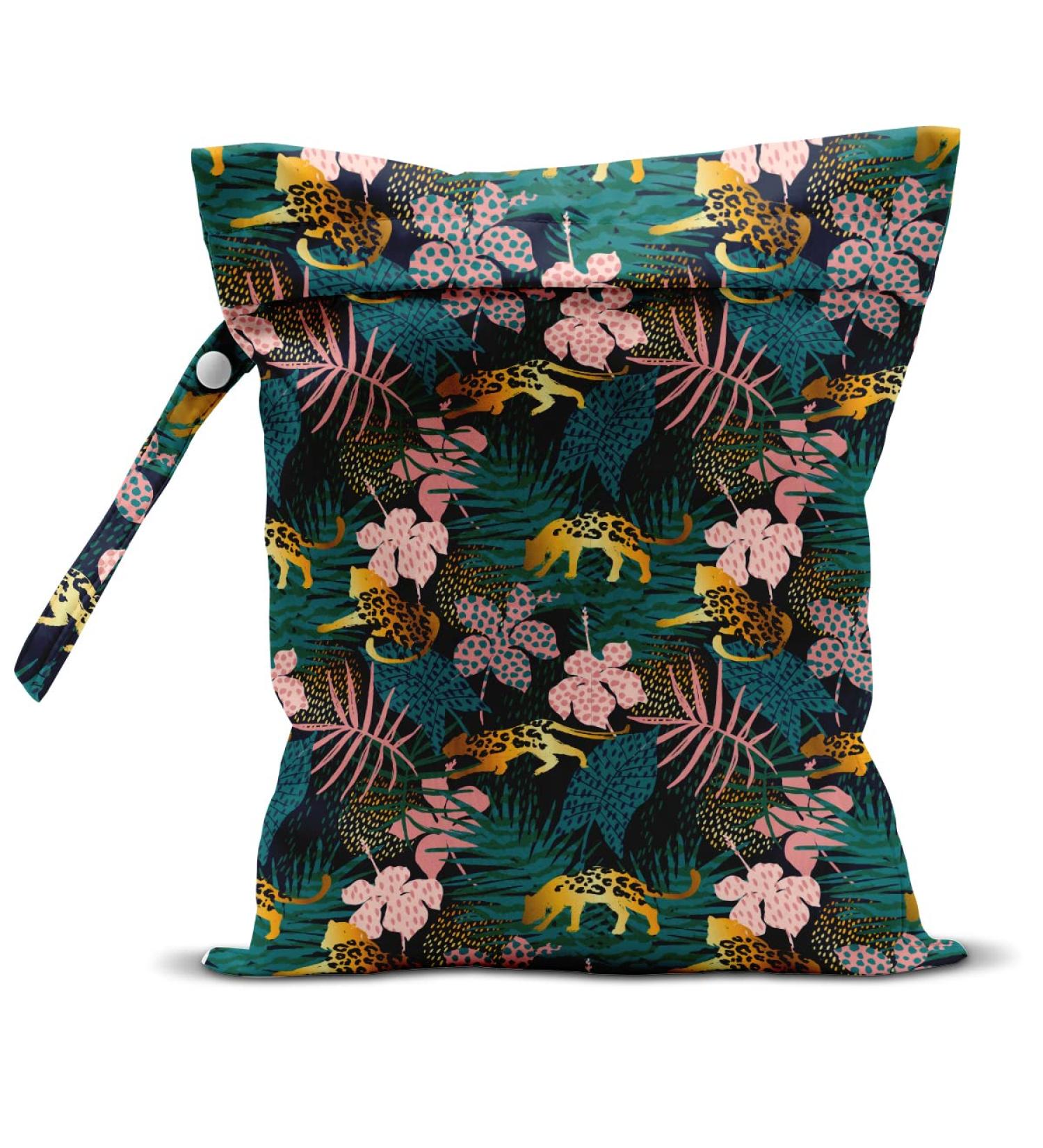 Waterproof Reusable Wet Dry Bag | Jungle Tropical Leaves Cheetah Print | Beach, Pool, Travel, Diapers | Makeup, Gym Clothes | Camping Accessories - Buy Online on GoSupps.com
