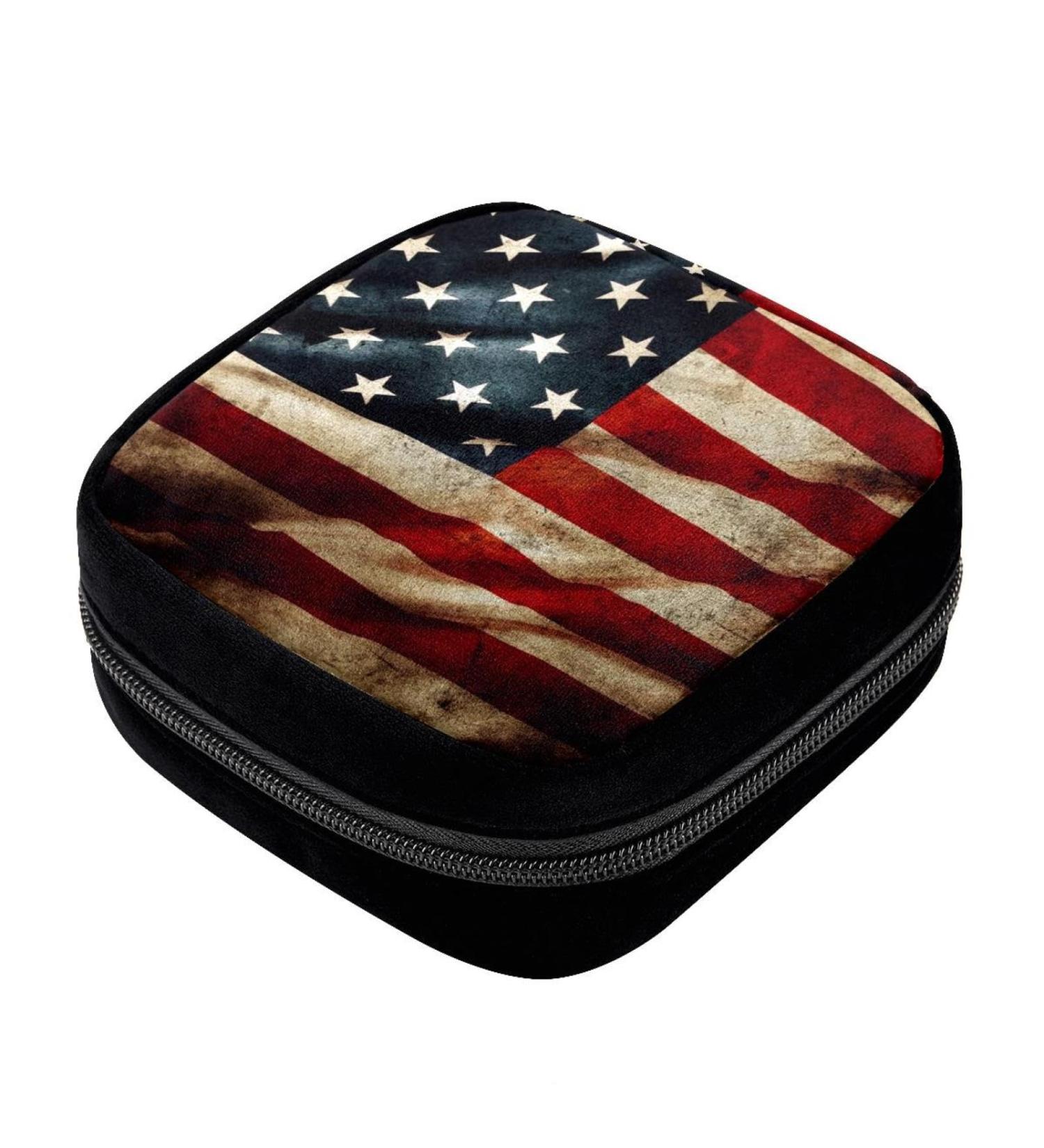 GIAPB Period Bag | Sanitary Napkin Storage & Pad Holder | Vintage American Flag Pattern | Color3692 - Buy Online on GoSupps.com