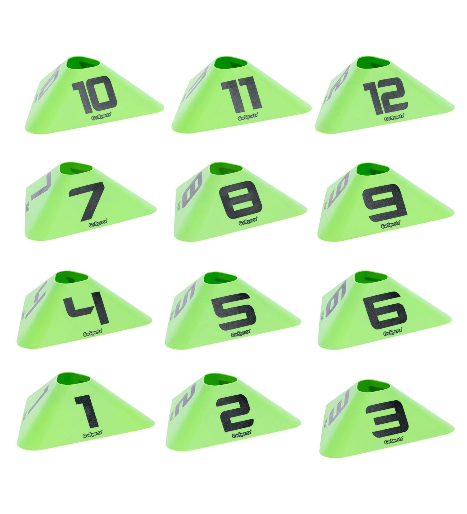 GoSports Modern Sports Cones - 12 Pack with Numbered Cones for Soccer, Basketball, Football & More - Buy Online on GoSupps.com