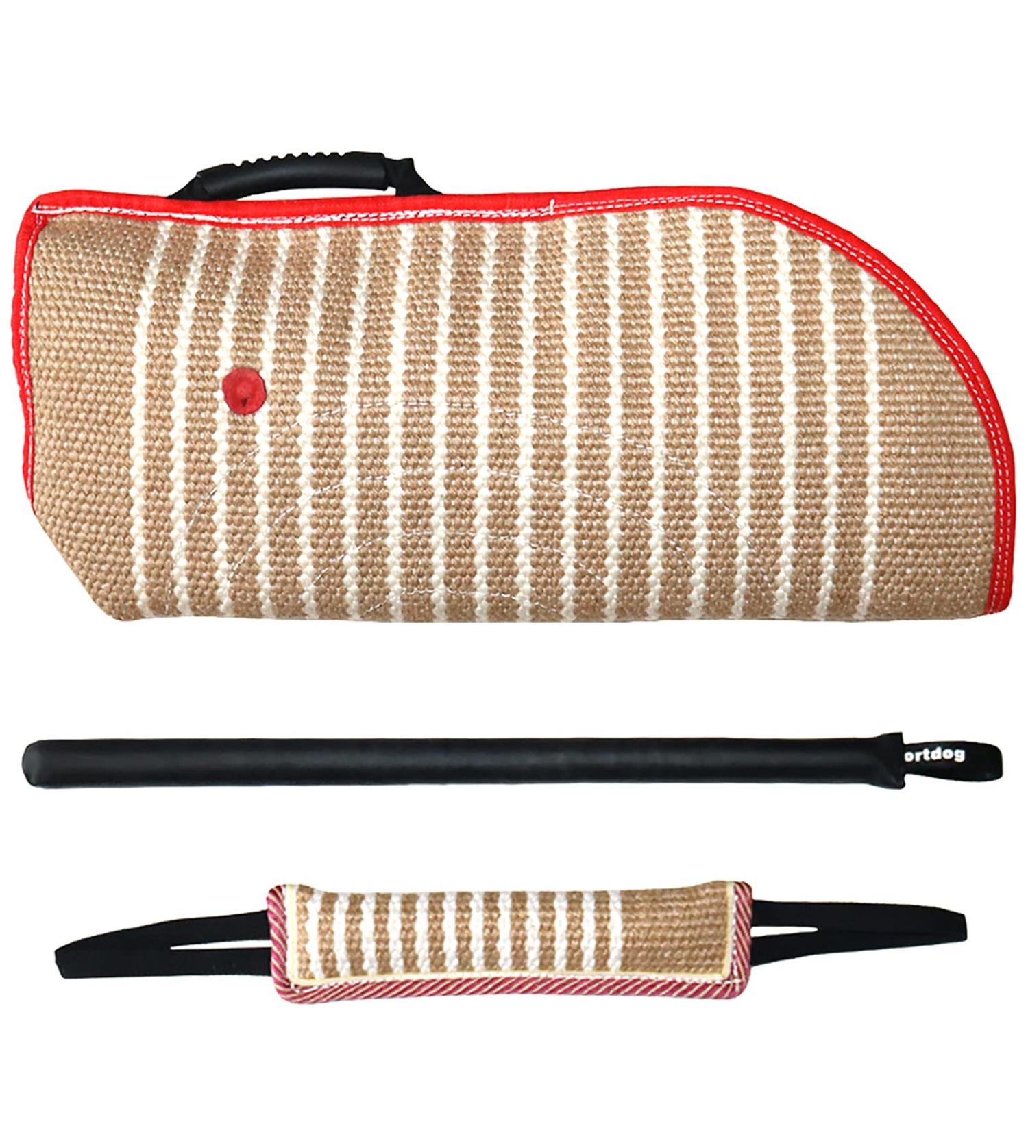 Dog Bite Training Set - Dog Bite Sleeve Dog Bite Pillow Tug Toy Dog Training Stick - Professional Training Equipment for Training Biting Interactive Fetch K9 Puppy (Transverse Stripe) Striped - Buy Online on GoSupps.com