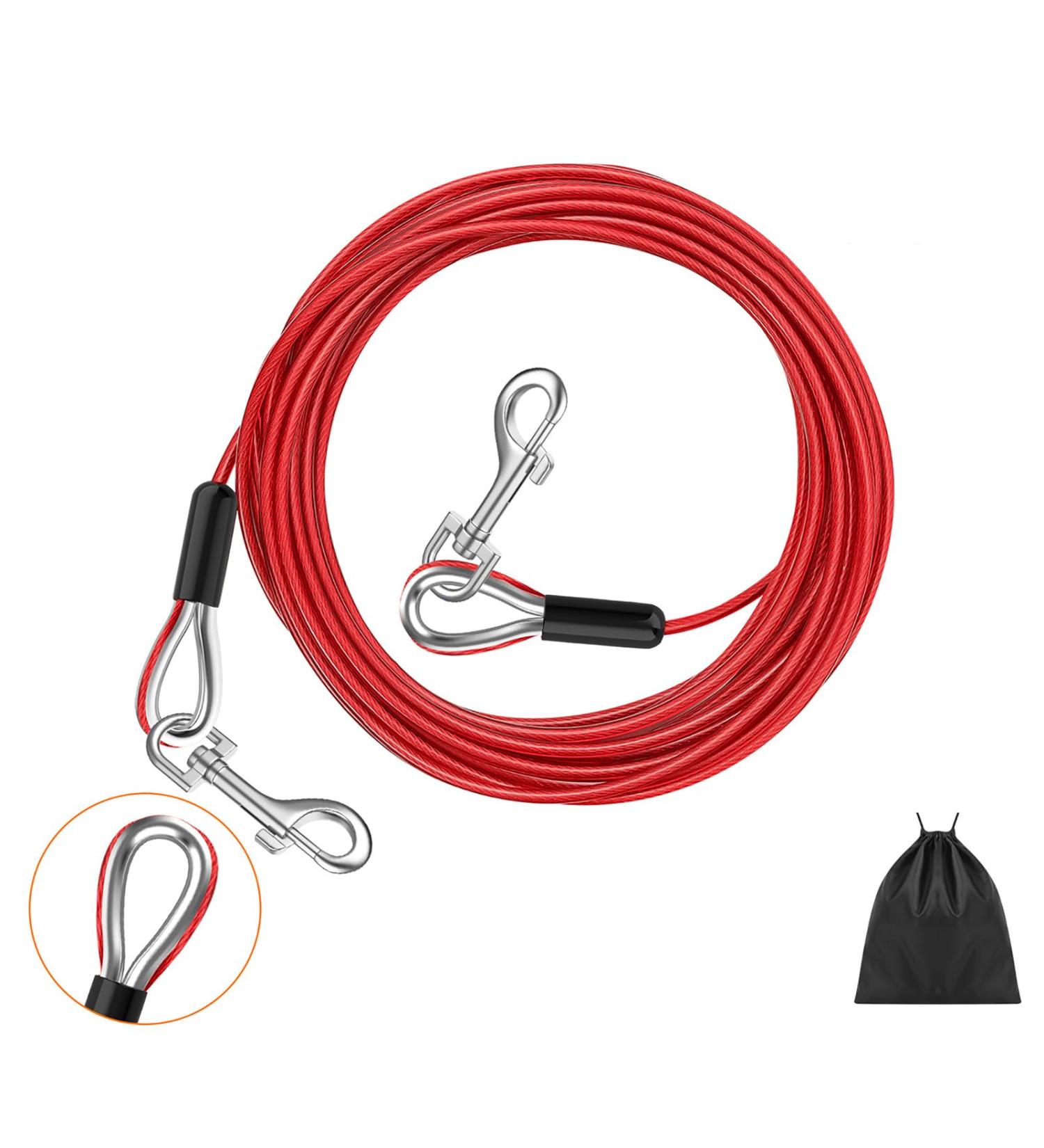Pawaboo Dog Tie Out Cable 10ft Dog Runner Cable Dog Leads for Small to Large Dogs Up to 125 Pounds Heavy Duty Dog Leash Run Tether with Steel Reinforcement for Outdoor (125lbs 10ft Red) 10ft Red - Buy Online on GoSupps.com