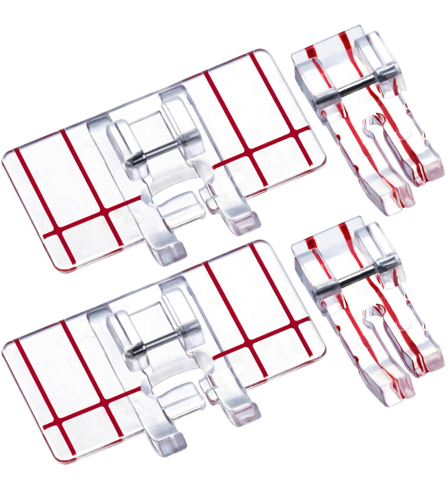 PAGOW 1/4 Inch Sewing Machine Presser Foot 4PCS - Brother, Singer, Babylock Accessories - Low Shank Household Sewing Machine - 2 Styles - White+Red - Buy Online on GoSupps.com