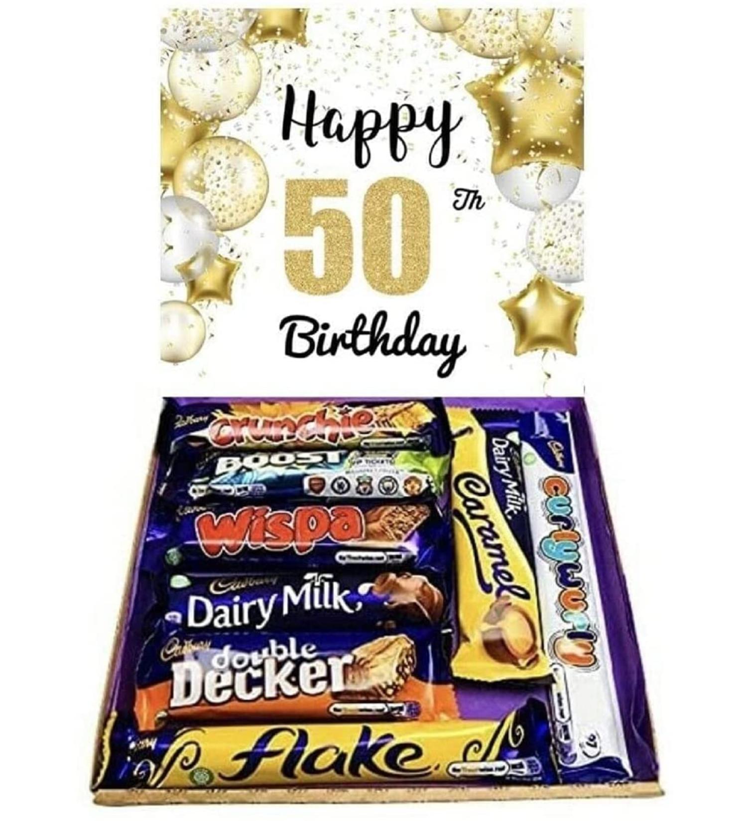 Cadburys Happy 50th Birthday Chocolate Gift Cadbury s Birthday Chocolates Sweet Box Birthday Great Treat Box - 8 Full Size Bars Chocolates Chocolate 8 Piece Set - Buy Online on GoSupps.com
