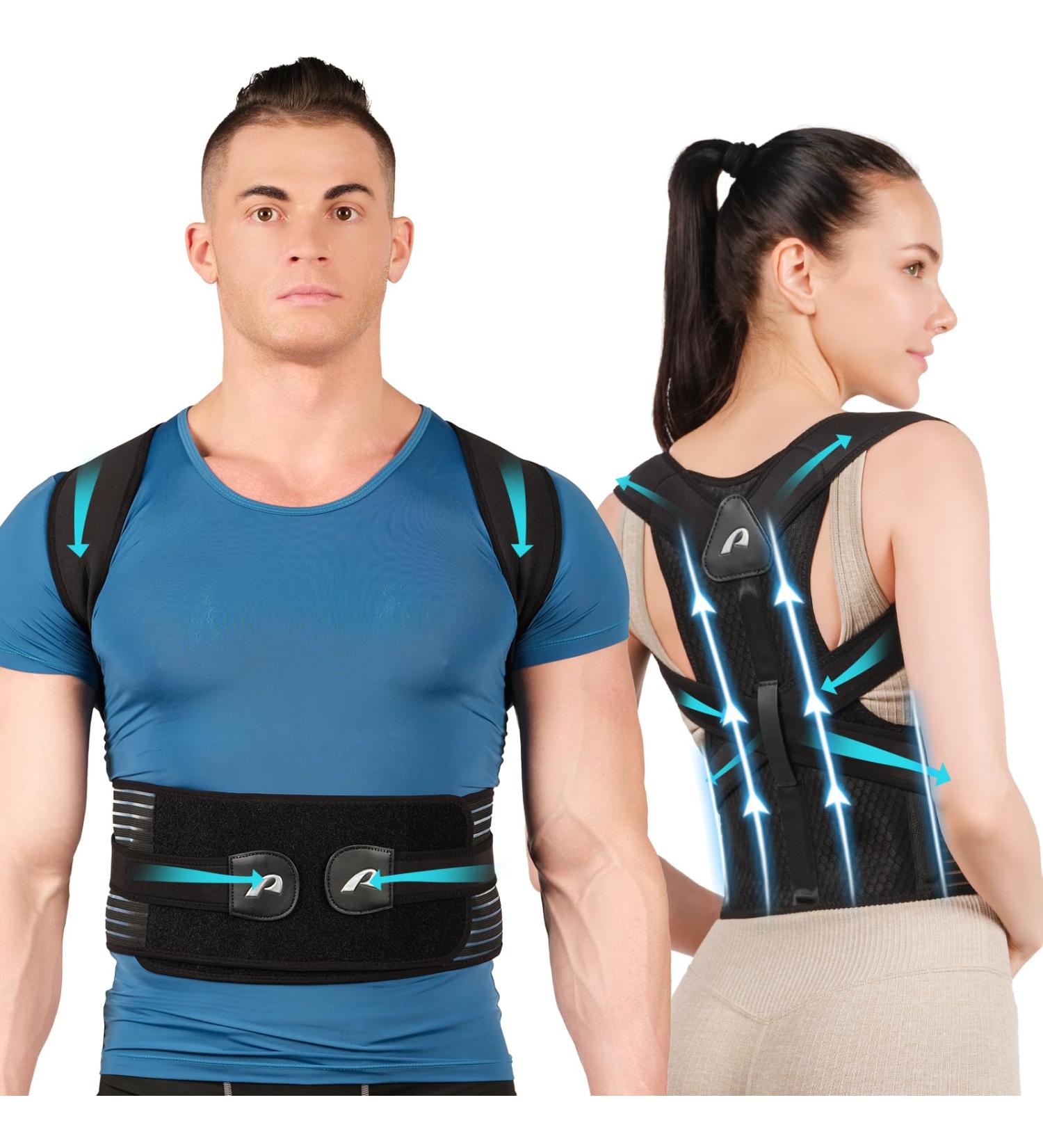 Back Brace Posture Corrector for Women and Men Shoulder Straightener Posture Corrector Adjustable Full Back Support Back Pain Relief - Scoliosis Hunchback Hump Thoracic Spine Corrector Black Large - Buy Online on GoSupps.com