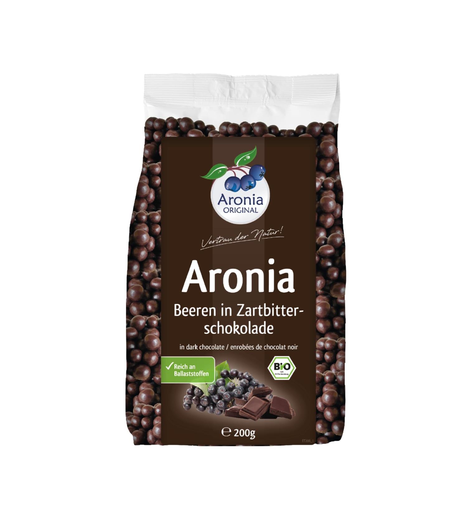 Aronia ORIGINAL Organic Dried Aronia Berries covered with dark Chocolate 200 g | Perfect for Baking & Snacking | Vegan Organic Non-GMO Black Chokeberry 1 - Buy Online on GoSupps.com