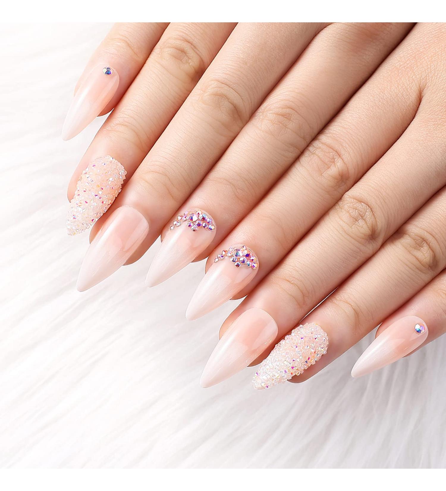 Morily 24 Pcs Ombre Pink Stiletto Press On Nails - Glossy Acrylic Fake Nail Kit for Women - Buy Online on GoSupps.com