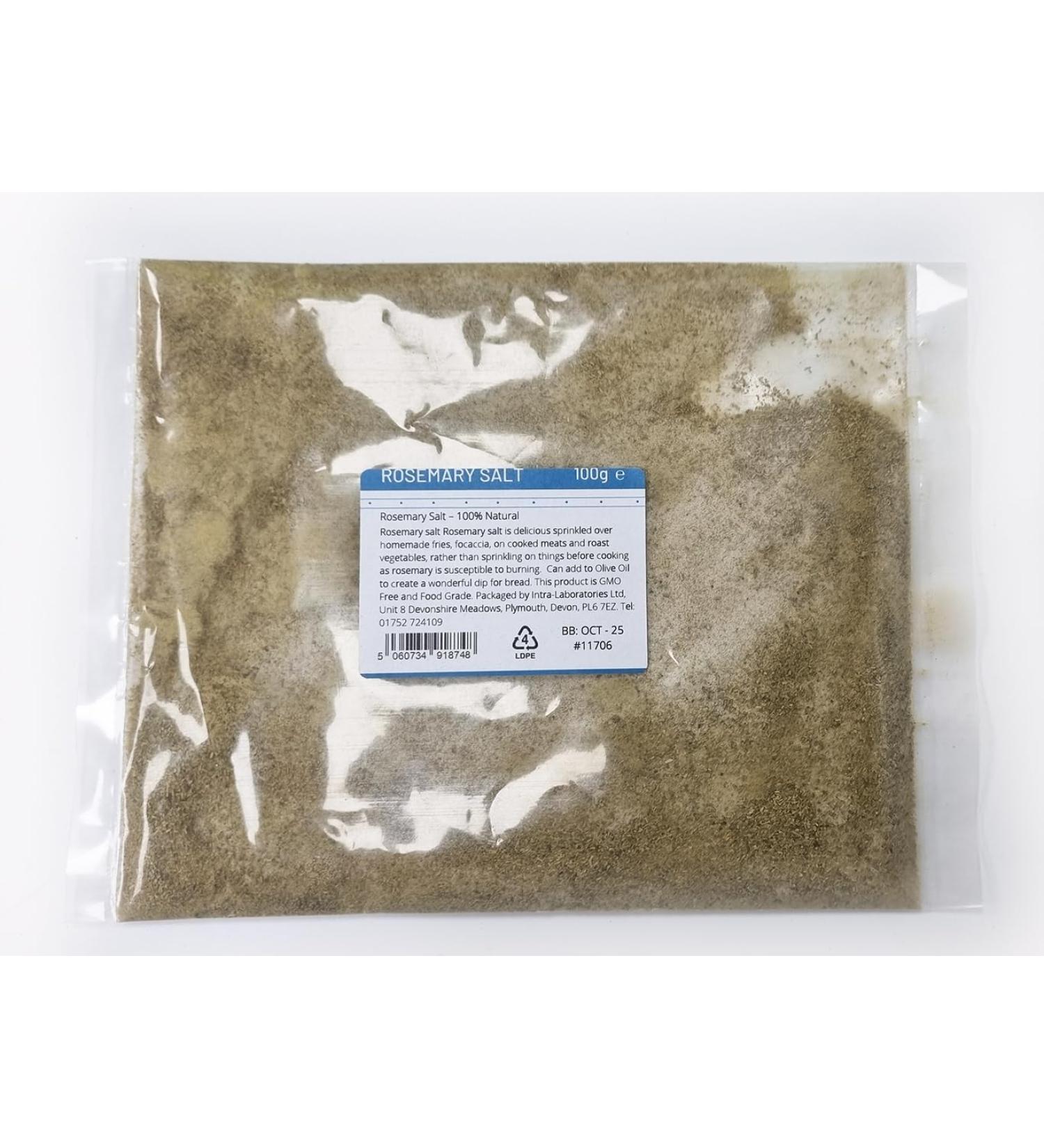 Entirely Ingredients - Rosemary Salt - Food Grade - Perfect for Focaccia and Roast Potatoes 100g