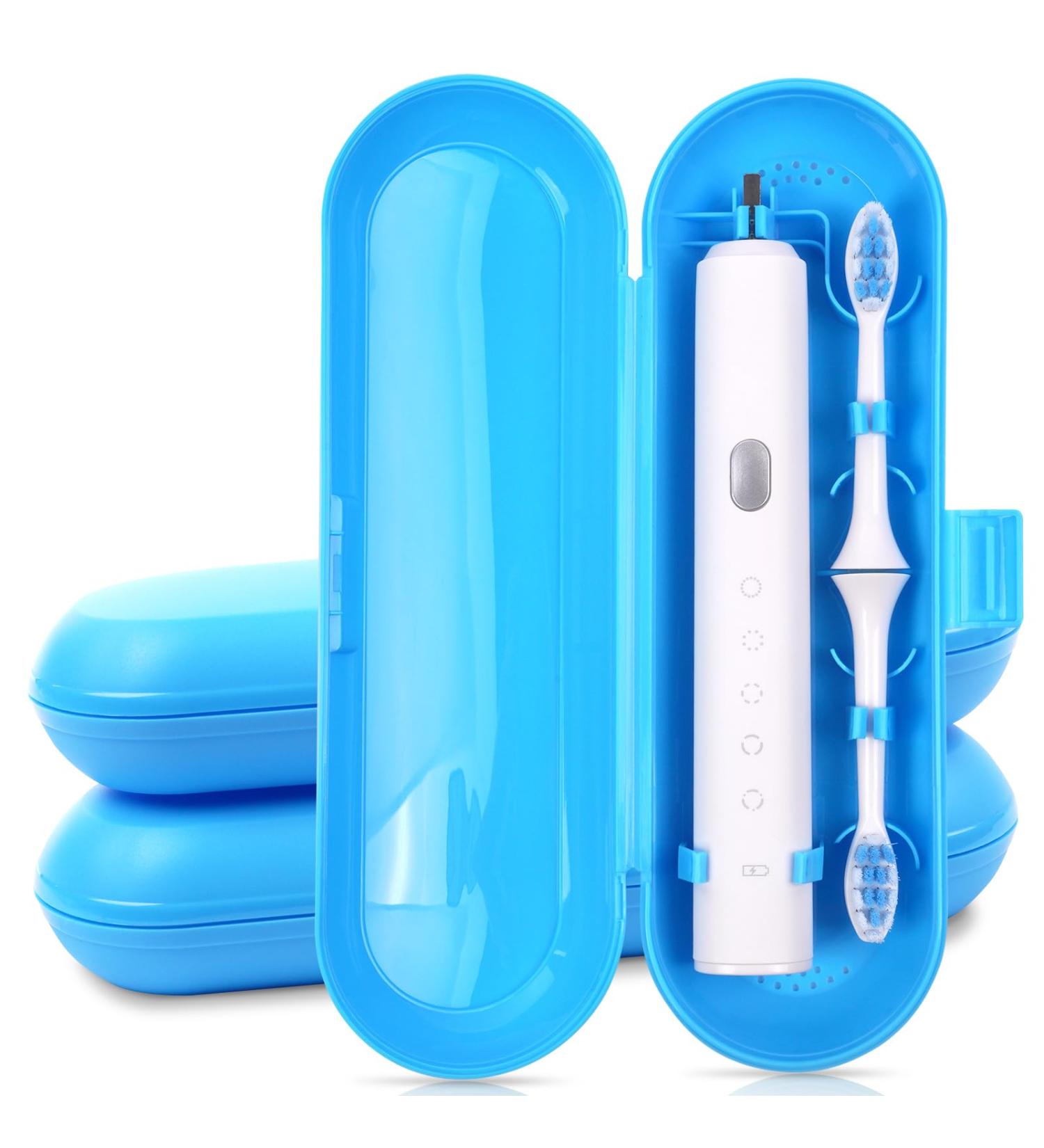 Travel Protective Cover for Electric Toothbrush & Replacement Heads | Uraqt Reis-Etui Bag Compatible with Oral B & Philips - 3 Smooth Blue Pieces - Buy Online on GoSupps.com