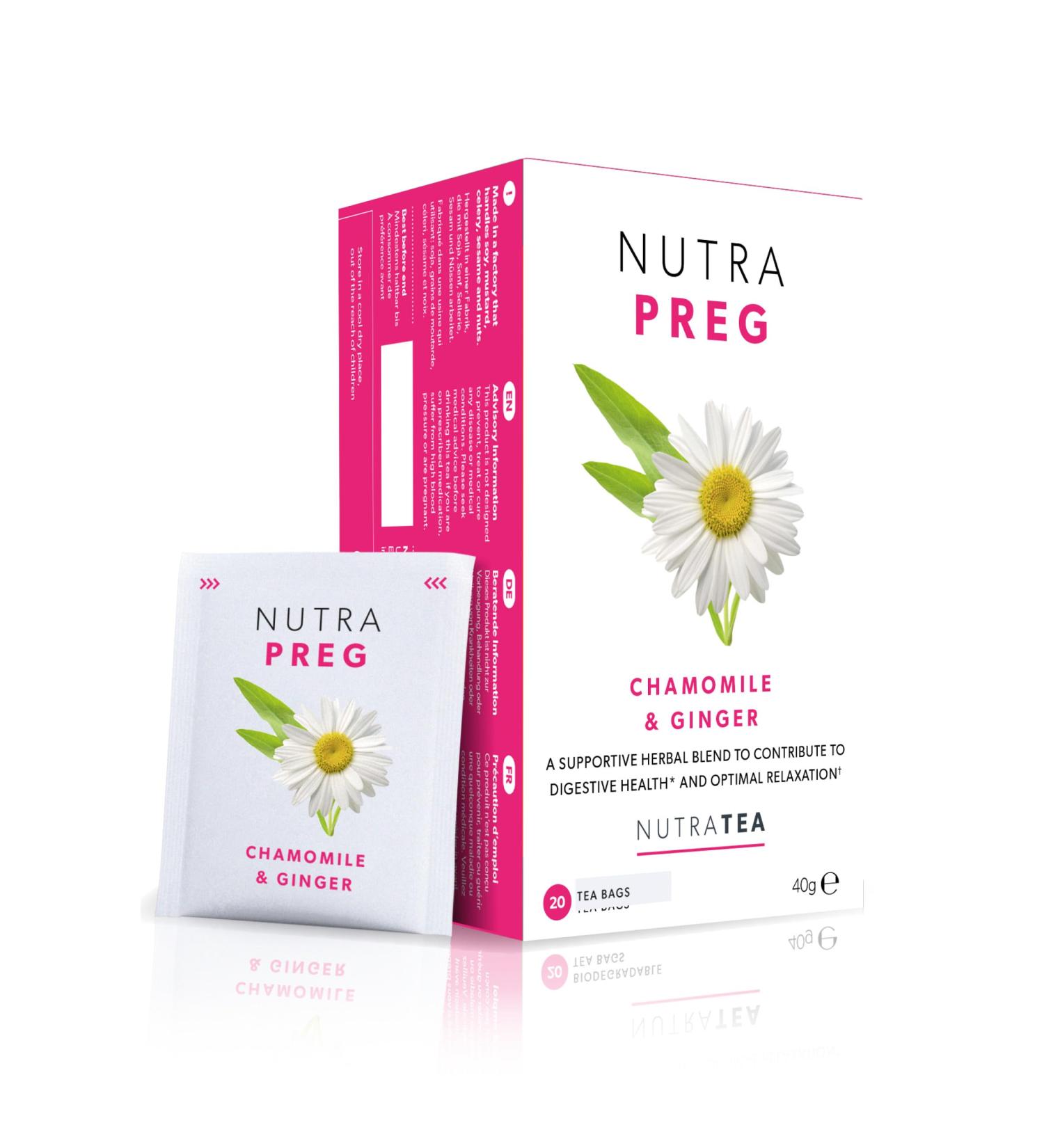 NUTRAPREG - Pregnancy Tea | Morning Sickness Tea - Help Ease Nausea & Support Mothers Wellbeing - Includes Ginger Peppermint & Chamomile - 20 Enveloped Tea Bags - by Nutra Tea - Herbal Tea 20 Count (Pack of 1) - Buy Online on GoSupps.com