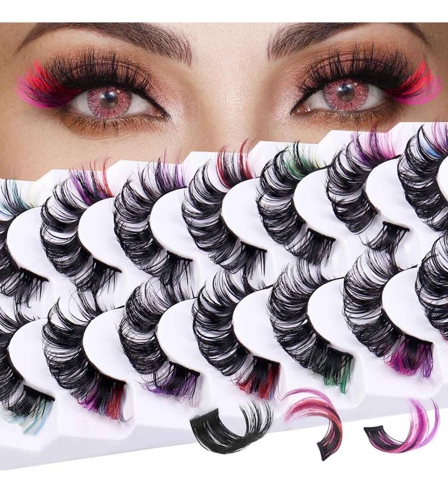 Shop Uranian False Eyelashes Cluster Colored Fluffy Faux Mink Lashes - Dramatic Individual Volume for Women & Girls - Buy Online on GoSupps.com