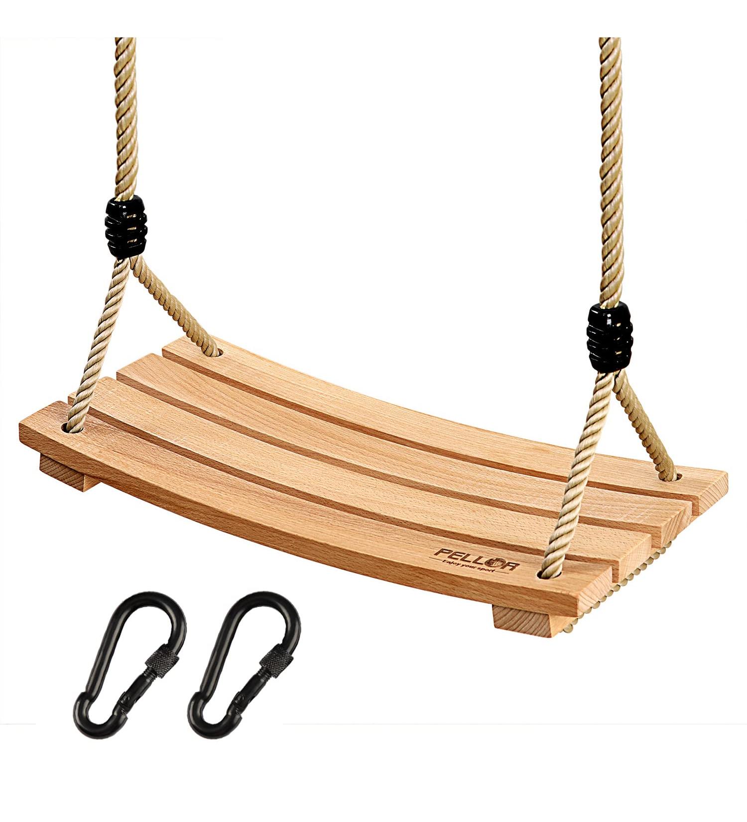 Pellor Beech Wood Tree Swing Seat for Adult Kids - Indoor/Outdoor Hanging Swing Chair in Beige - Buy Online on GoSupps.com