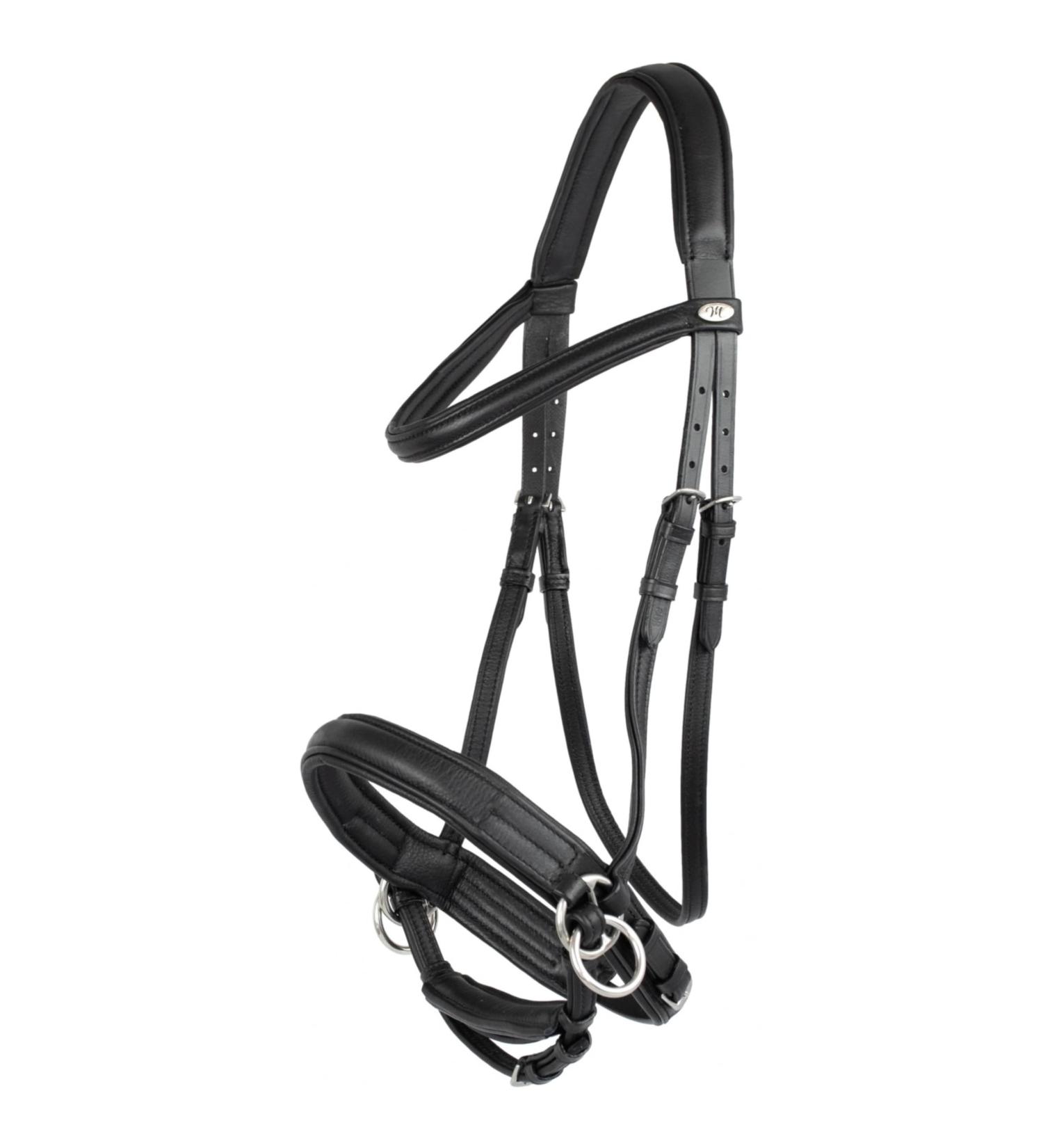 Marengos Soft Bitless Leather Bridle & Reins for Warmbloods | Anatomically Shaped Neck Piece | Premium Horse Accessories in Black - Buy Online on GoSupps.com