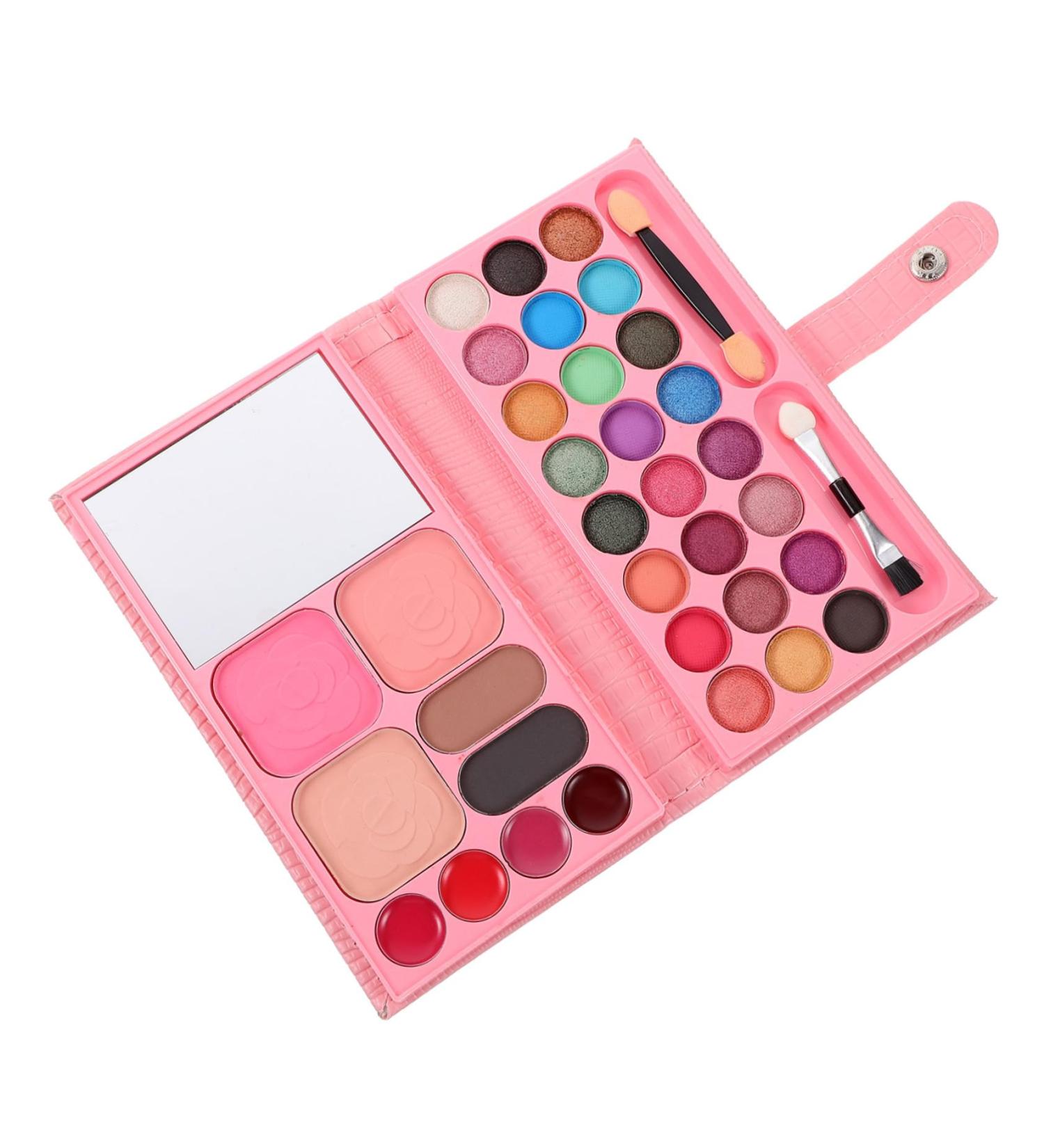 Healeved 33 Makeup Palette Eyeshadow Glitter Toys Pretend Makeup Eyeshadow Palette Play Bag Leather Rosy - Buy Online on GoSupps.com