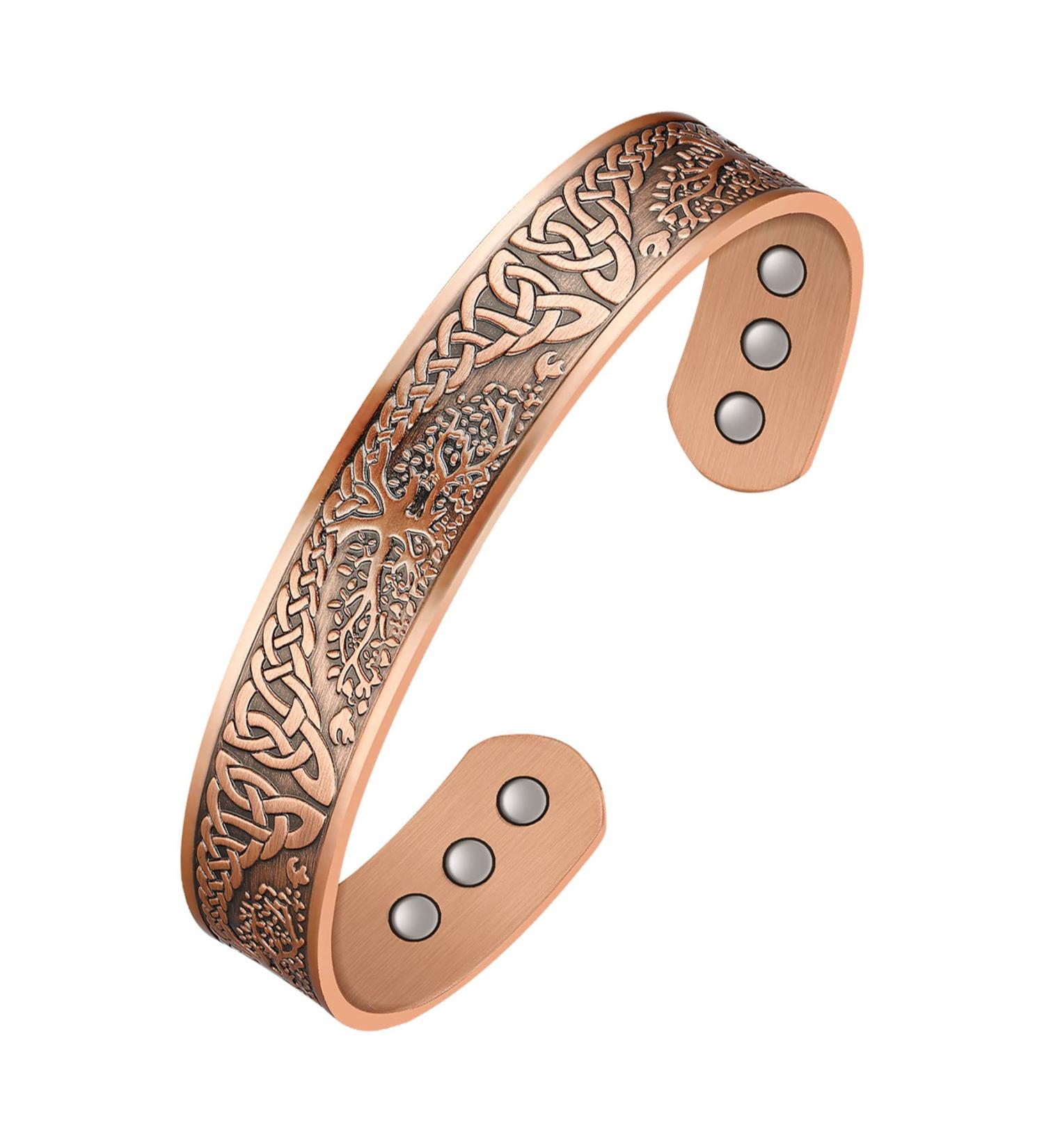 Jecanori Copper Tree of Life Magnetic Bracelet | Adjustable Cuff Bangle for Men Women with 6 Strong Magnets | Gift Box Included - Buy Online on GoSupps.com
