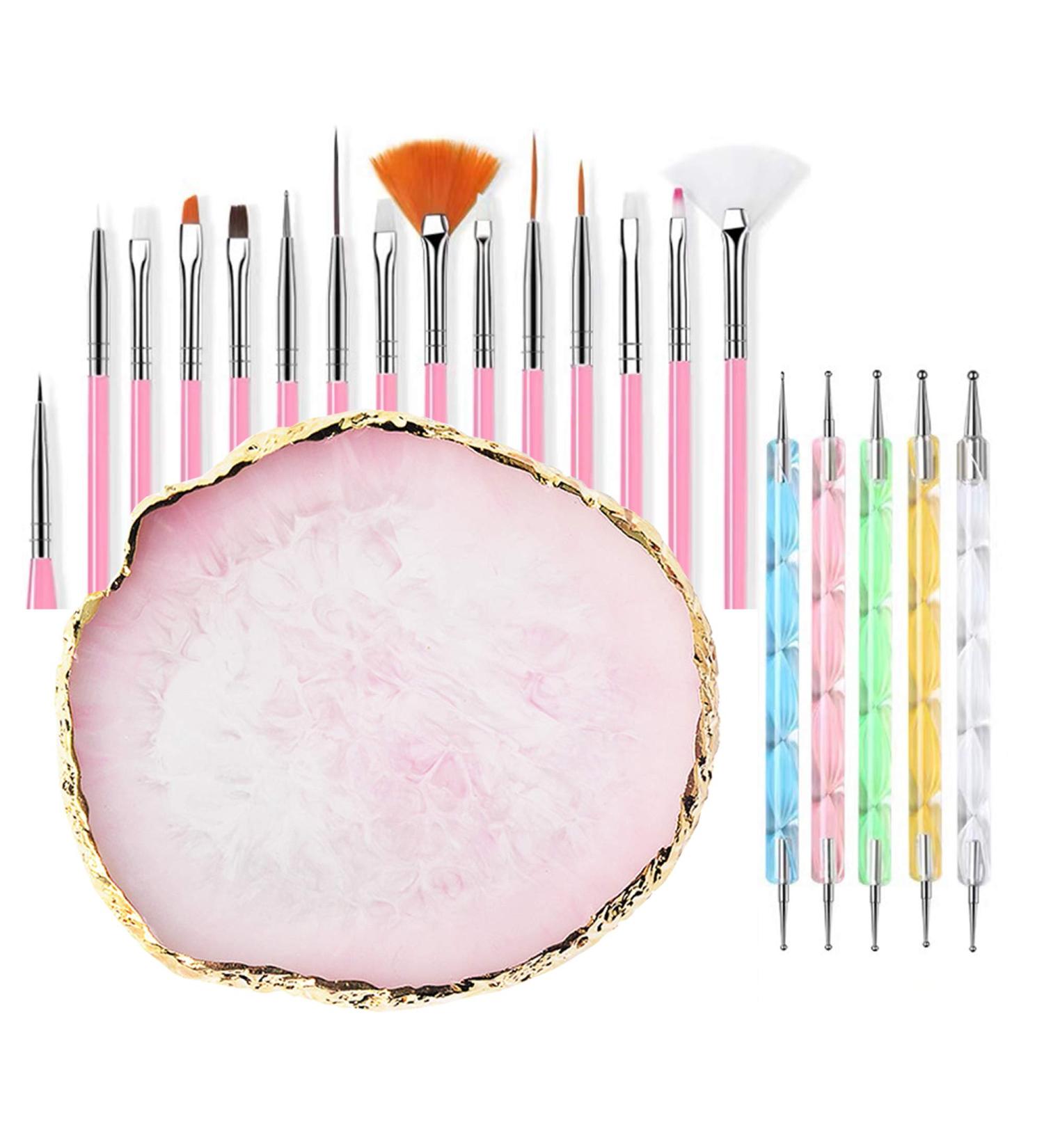20-Piece Nail Art Brushes Set with Nail Palette - Manicure Design Tools - Buy Online on GoSupps.com