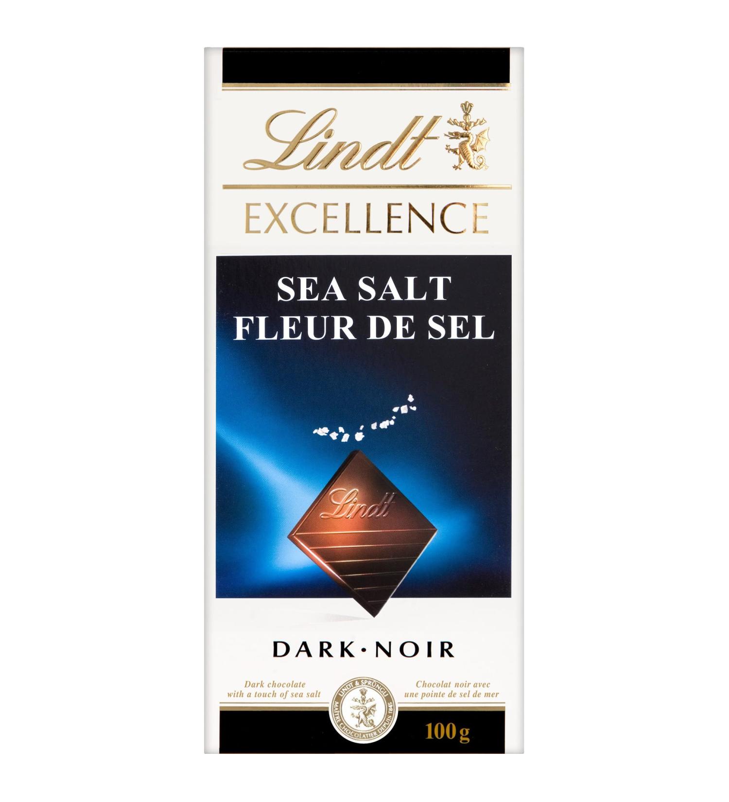 Lindt EXCELLENCE Sea Salt Dark Chocolate Bar 100 Grams - Buy Online on GoSupps.com